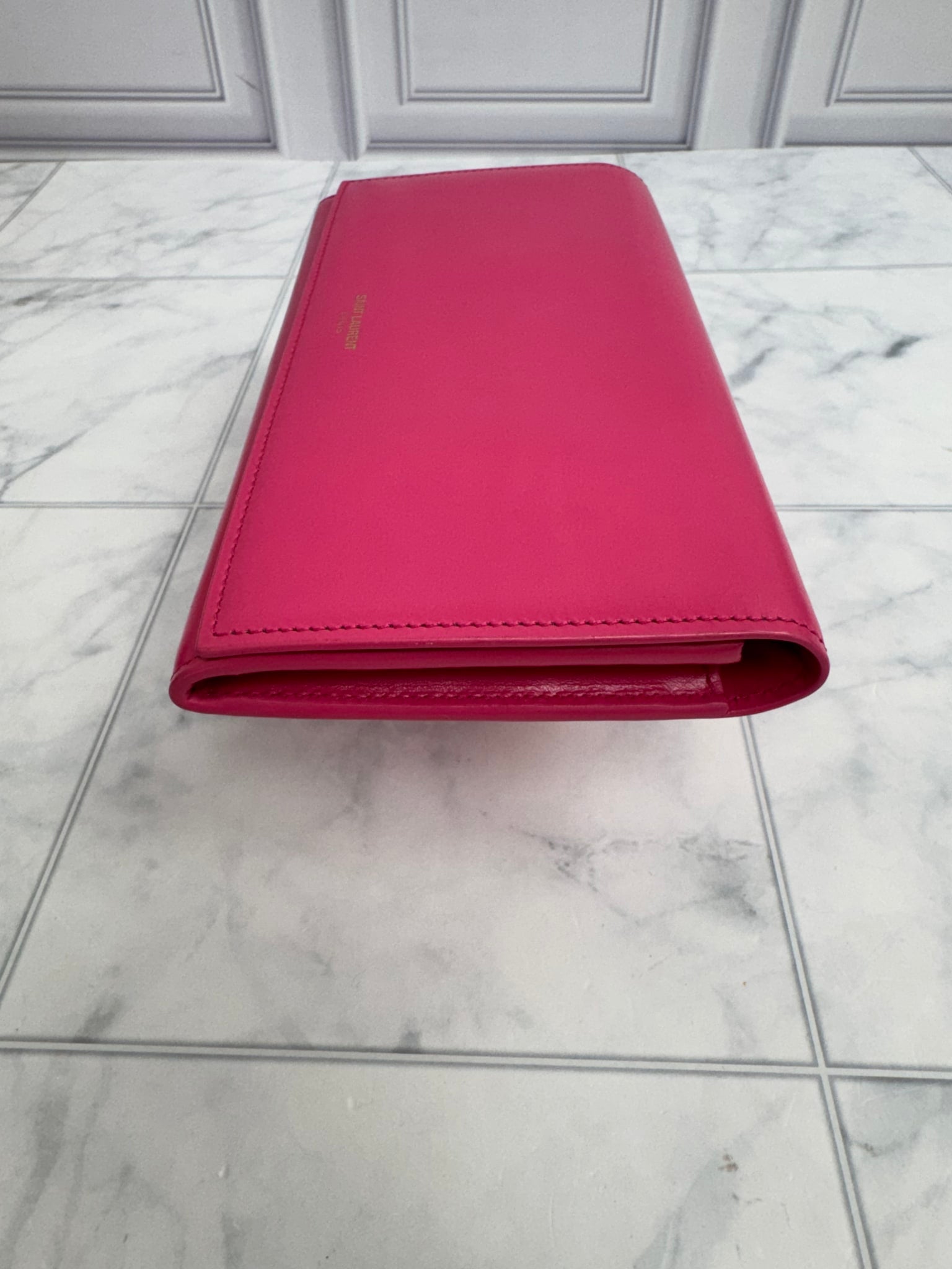 Saint Laurent YSL Pink Leather Long Wallet