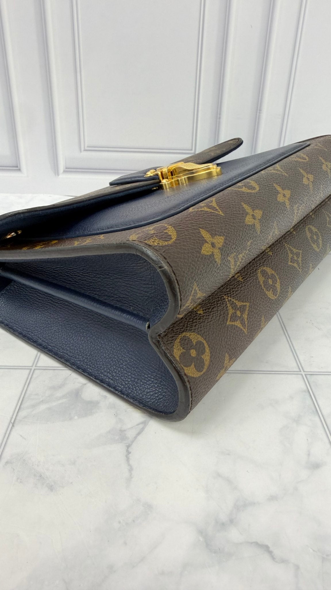 Louis Vuitton Navy Blue Monogram Victoire Chain Shoulder Bag 