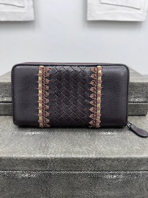Bottega Veneta Brown Intrecciato Leather Zippy Wallet