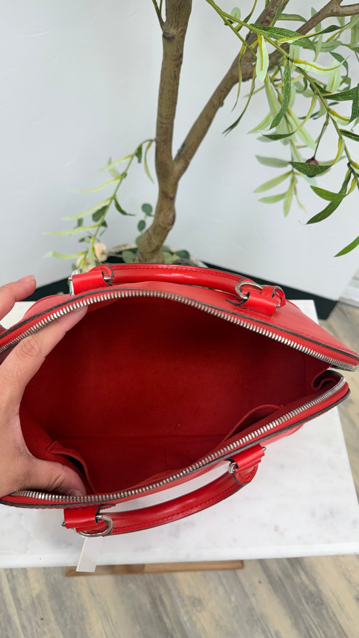 Louis Vuitton Red Epi Leather Alma PM Handbag 