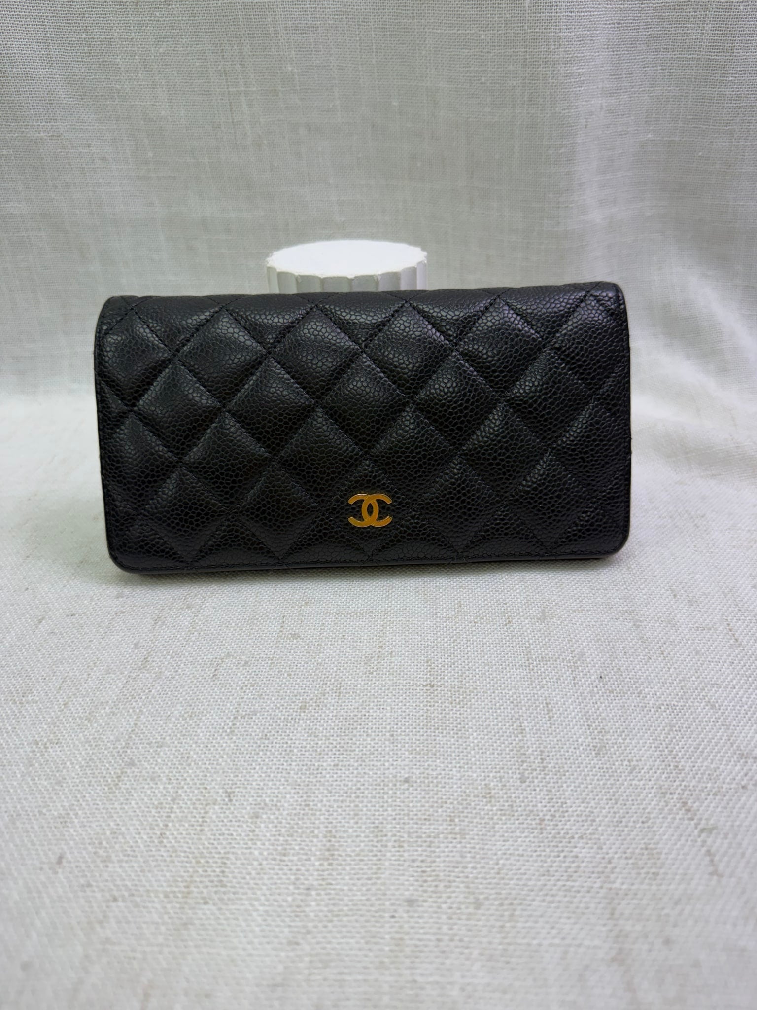 Chanel Black Quilted Caviar Long Wallet
