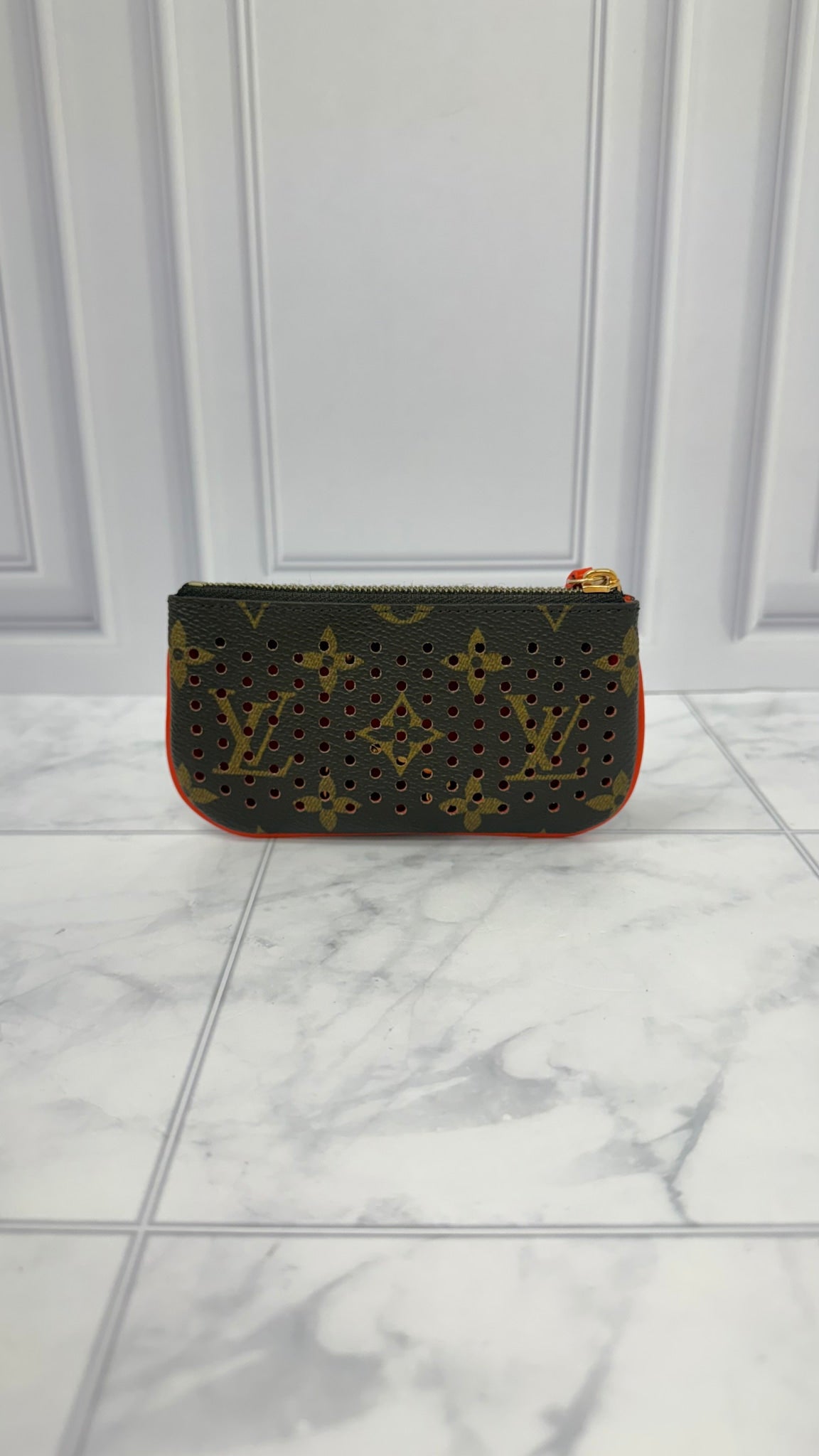 Louis Vuitton Orange Monogram Perforated Key Cles 