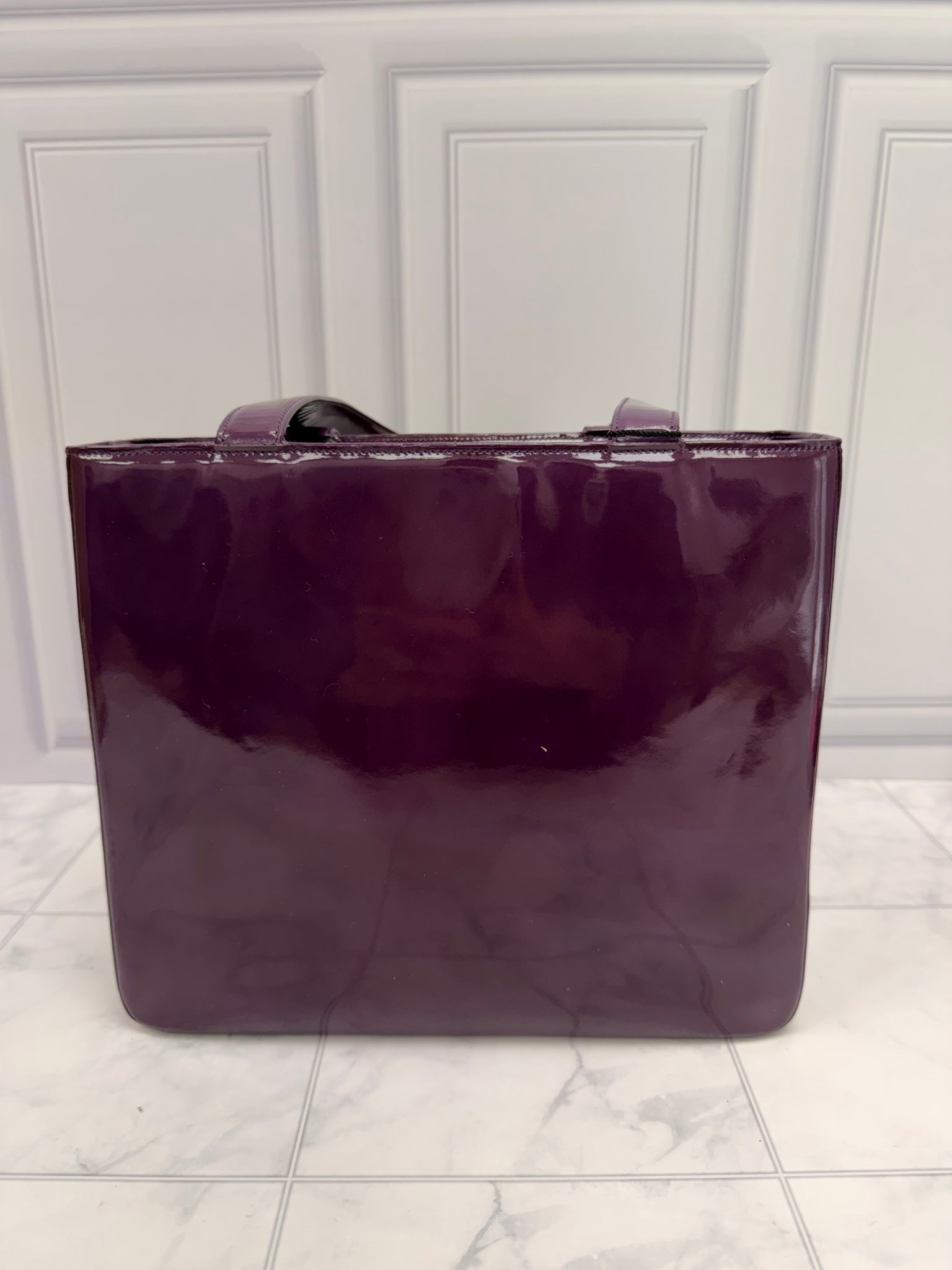 Chanel Purple Patent Leather Shopping Tote 
