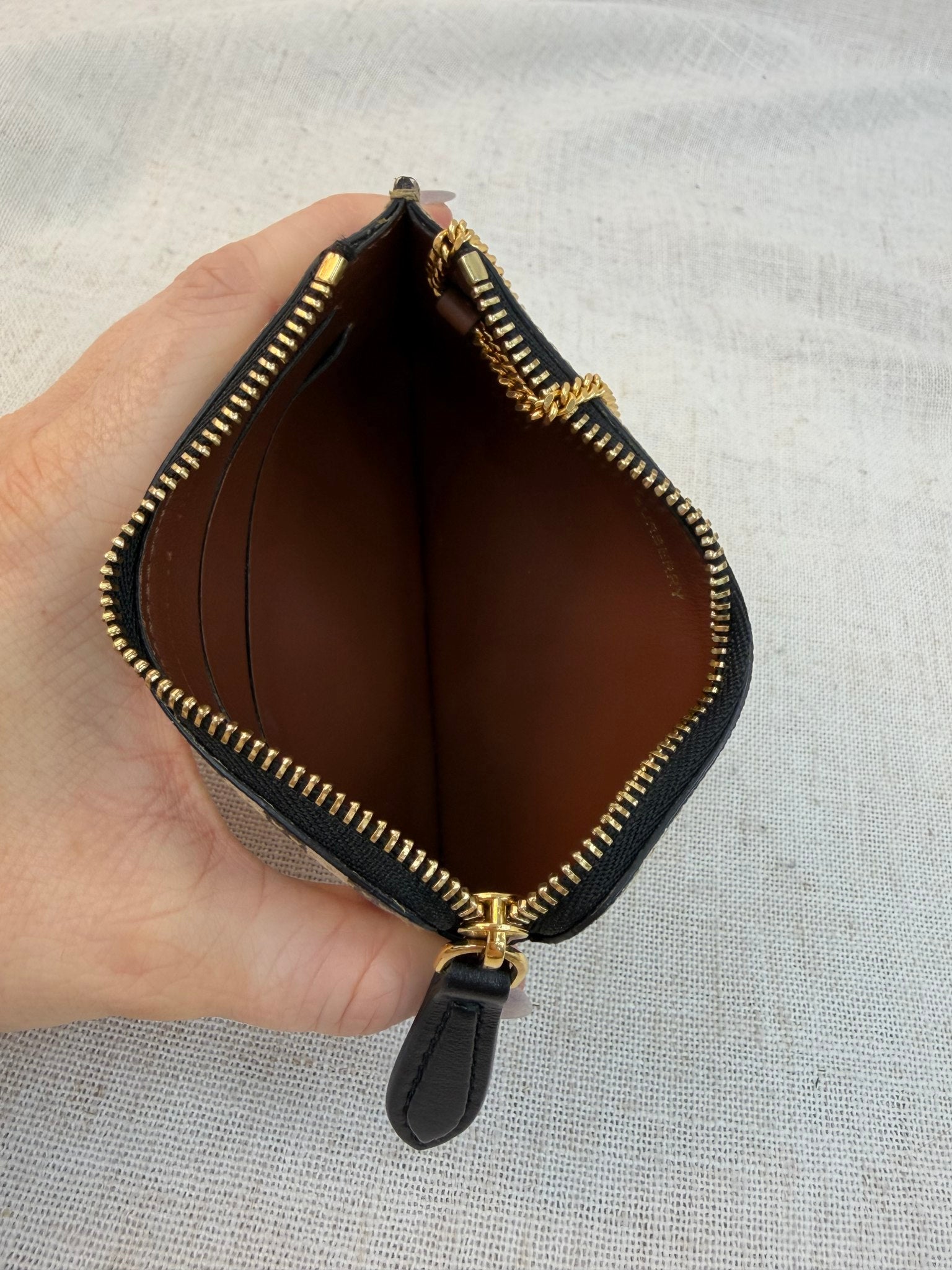 Burberry Brown Coated Canvas Kellbrook Icon Zip Coin Case