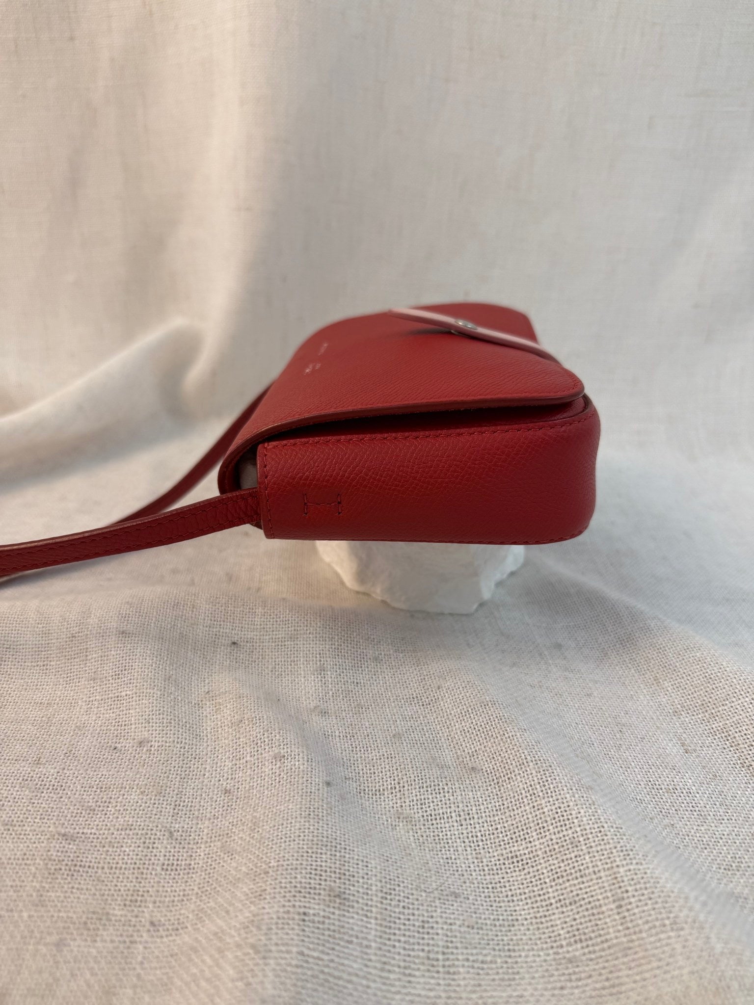 Celine Red Leather Celine Strap Clutch Bag