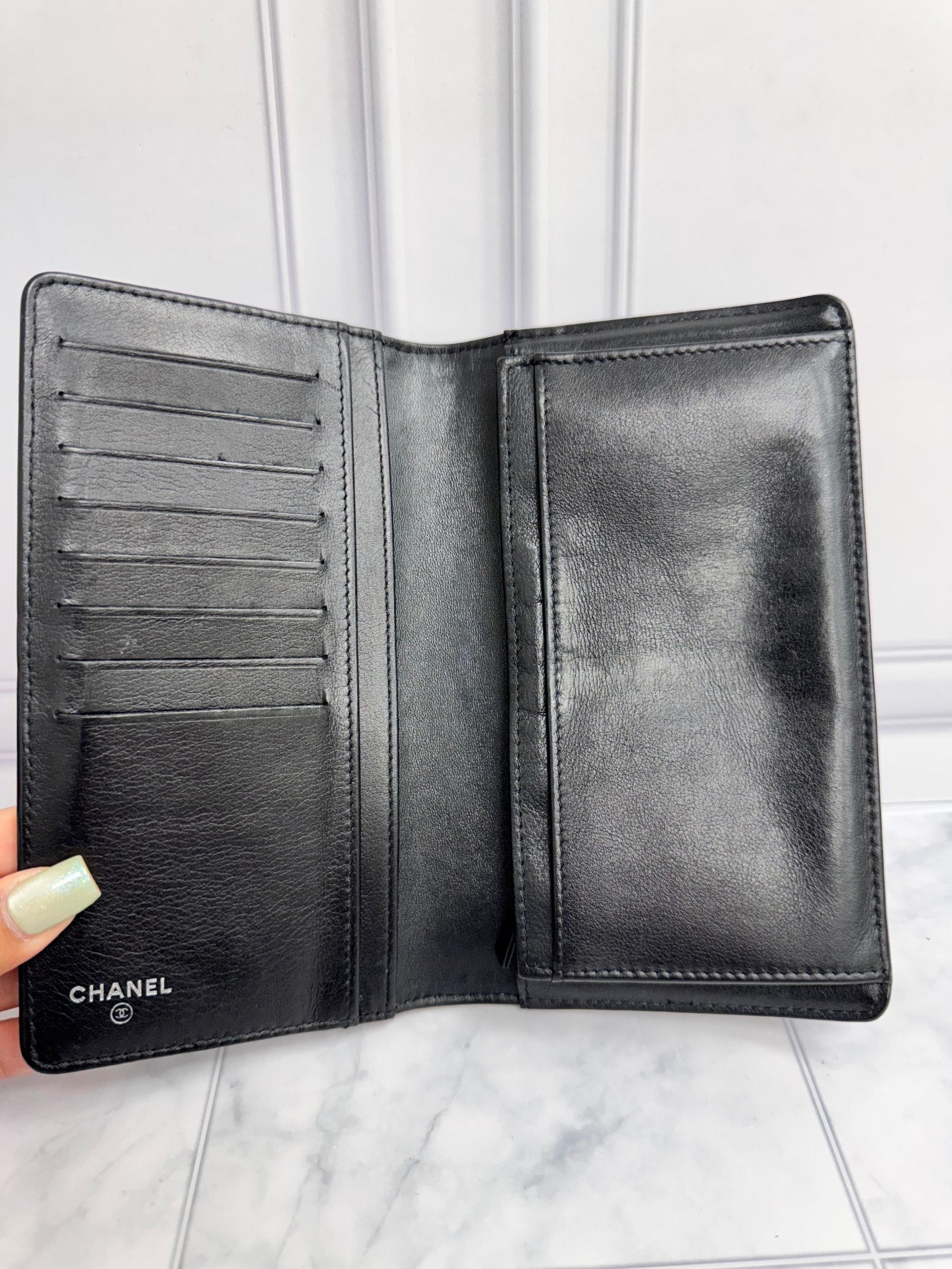 Chanel Dark Brown Patent Leather Camilla Long Wallet