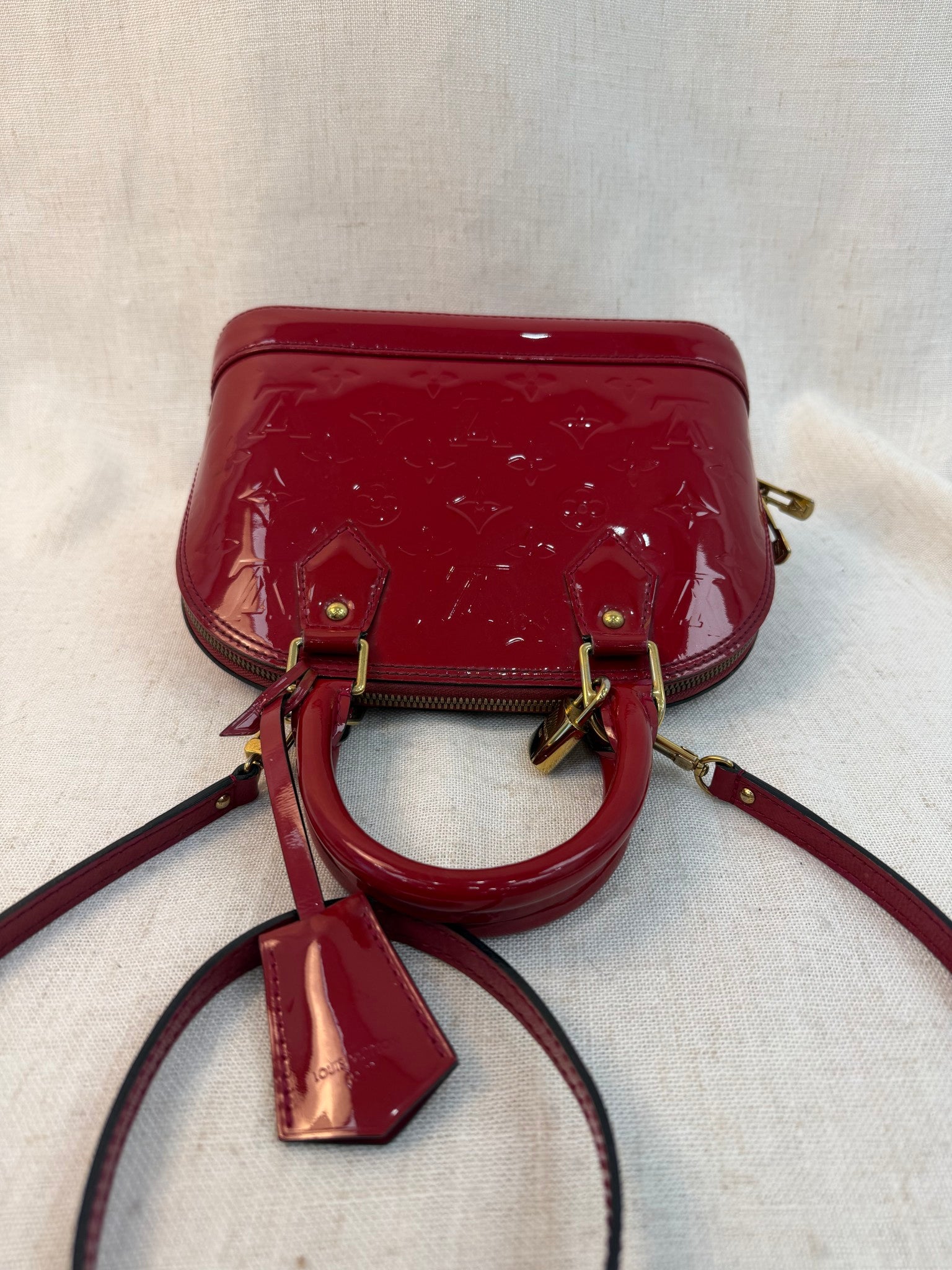 Louis Vuitton Red Vernis Leather Alma BB