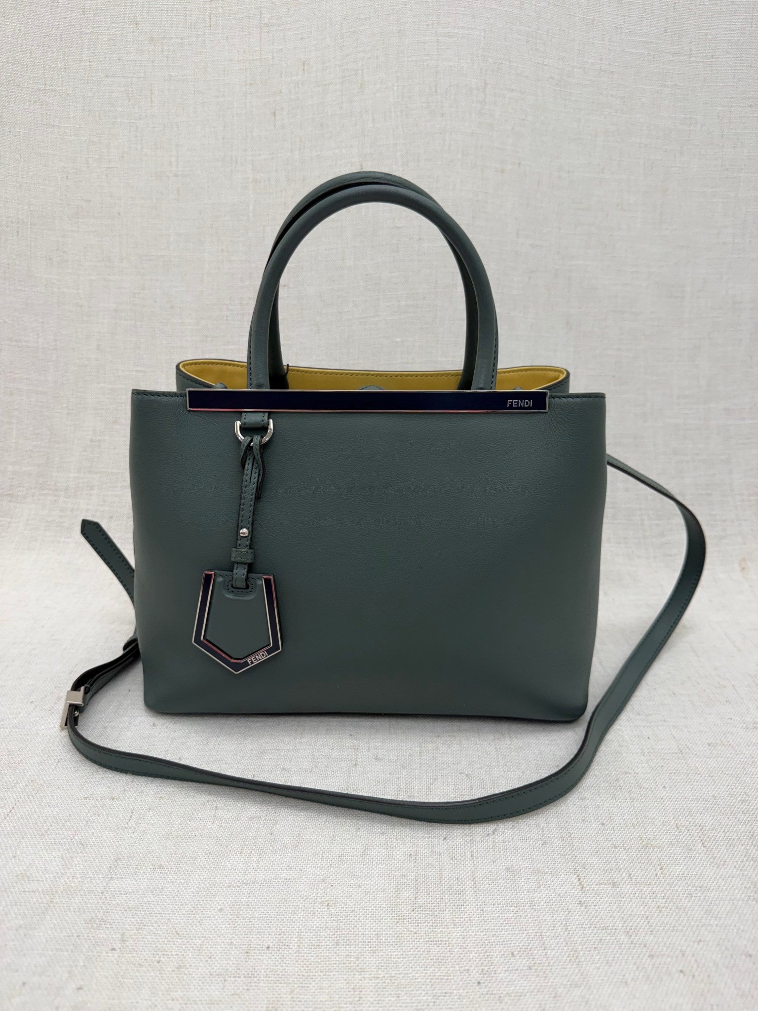 Fendi Gray & Yellow Leather 2 Jours 2way Bag