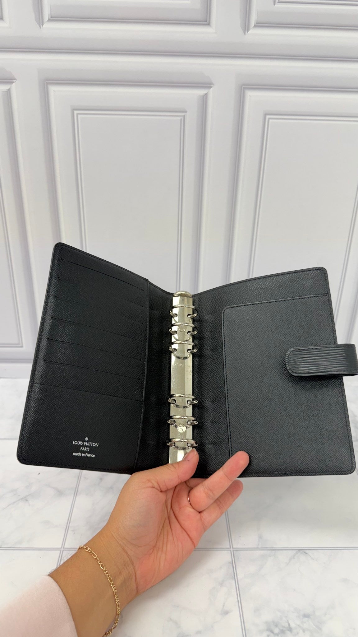 Louis Vuitton Black Epi Leather Notebook Agenda Cover MM 