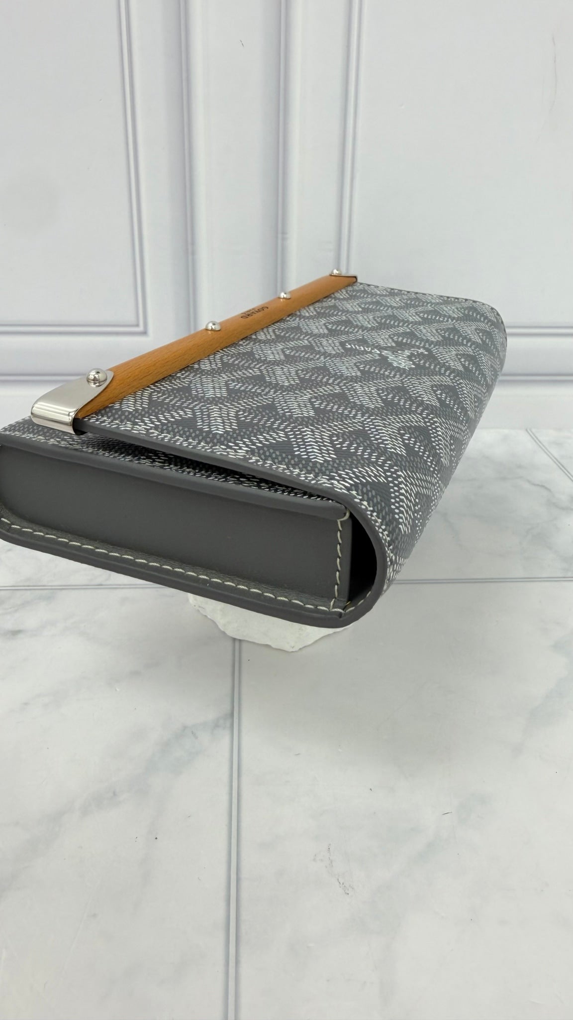 LIKE NEW - Goyard Grey Goyardine Monte Carlo Clutch 