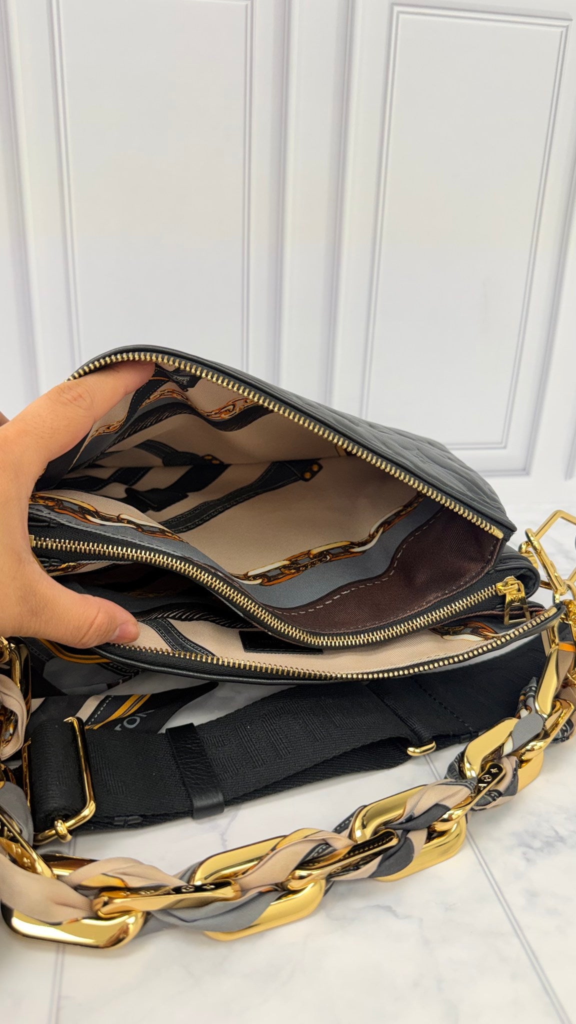Louis Vuitton Monogram Black Lambskin Leather Coussin PM 