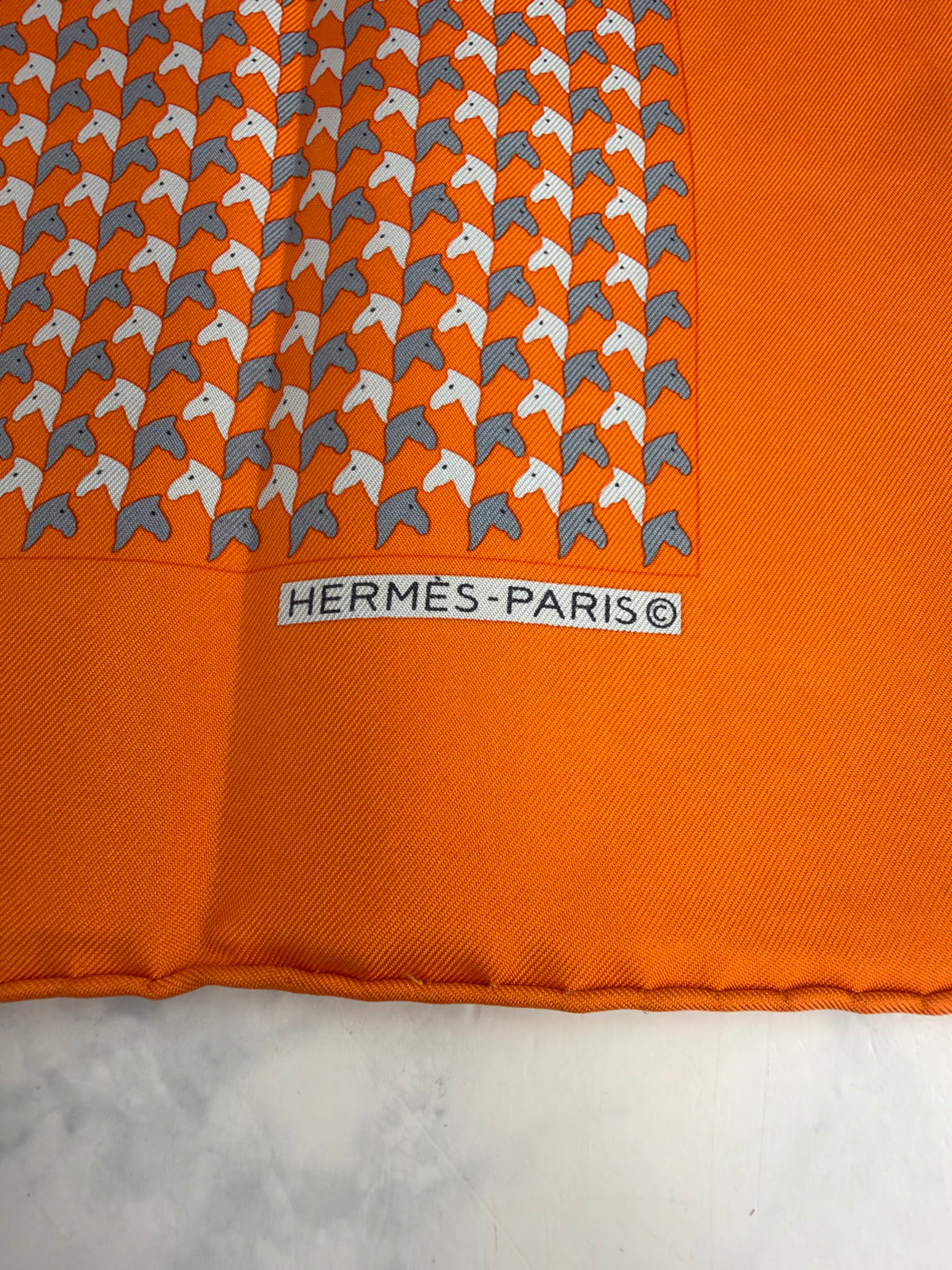 Hermes Orange Silk Grand Galop Scarf 