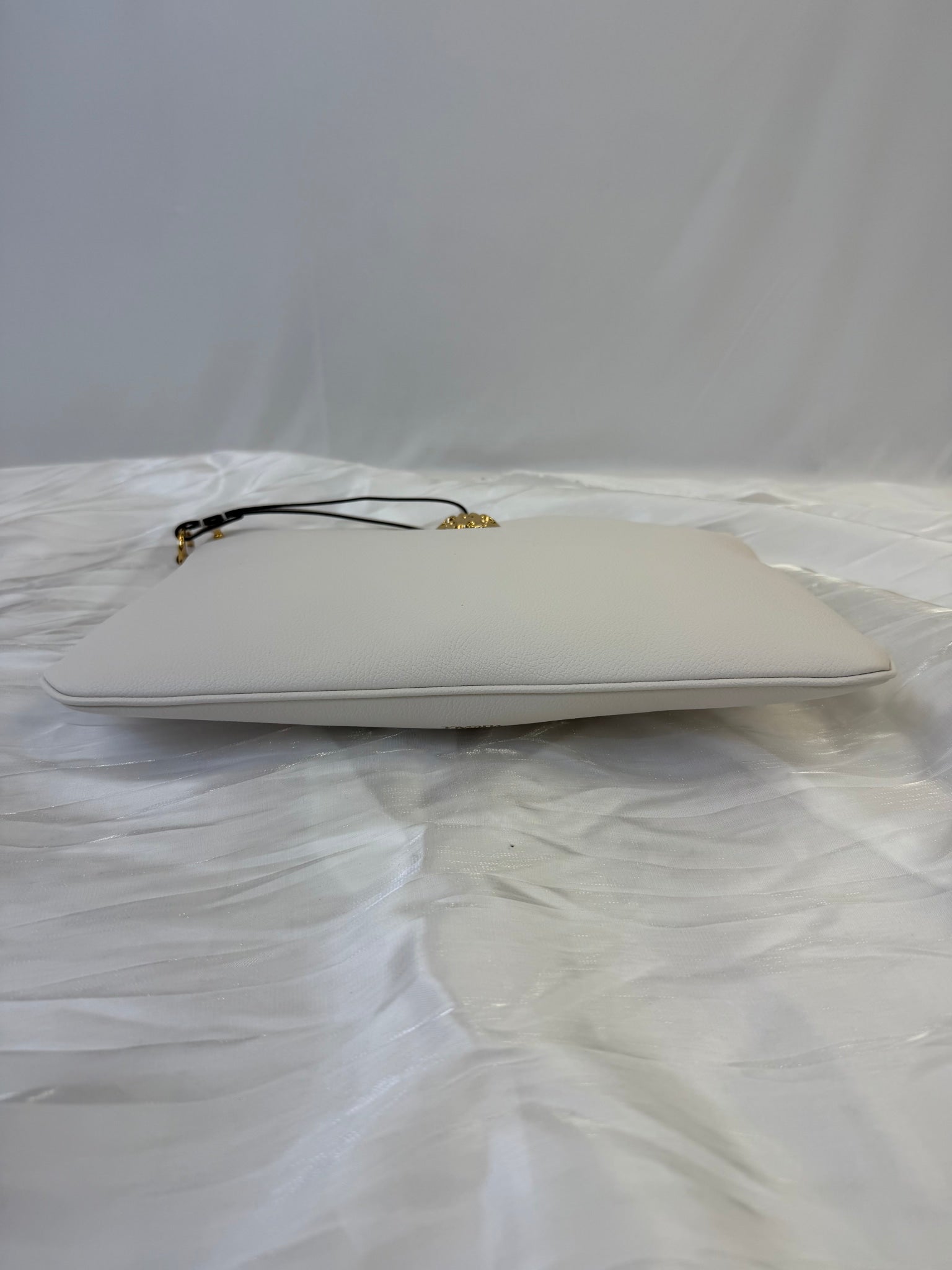 Versace White Leather Pouch With Strap