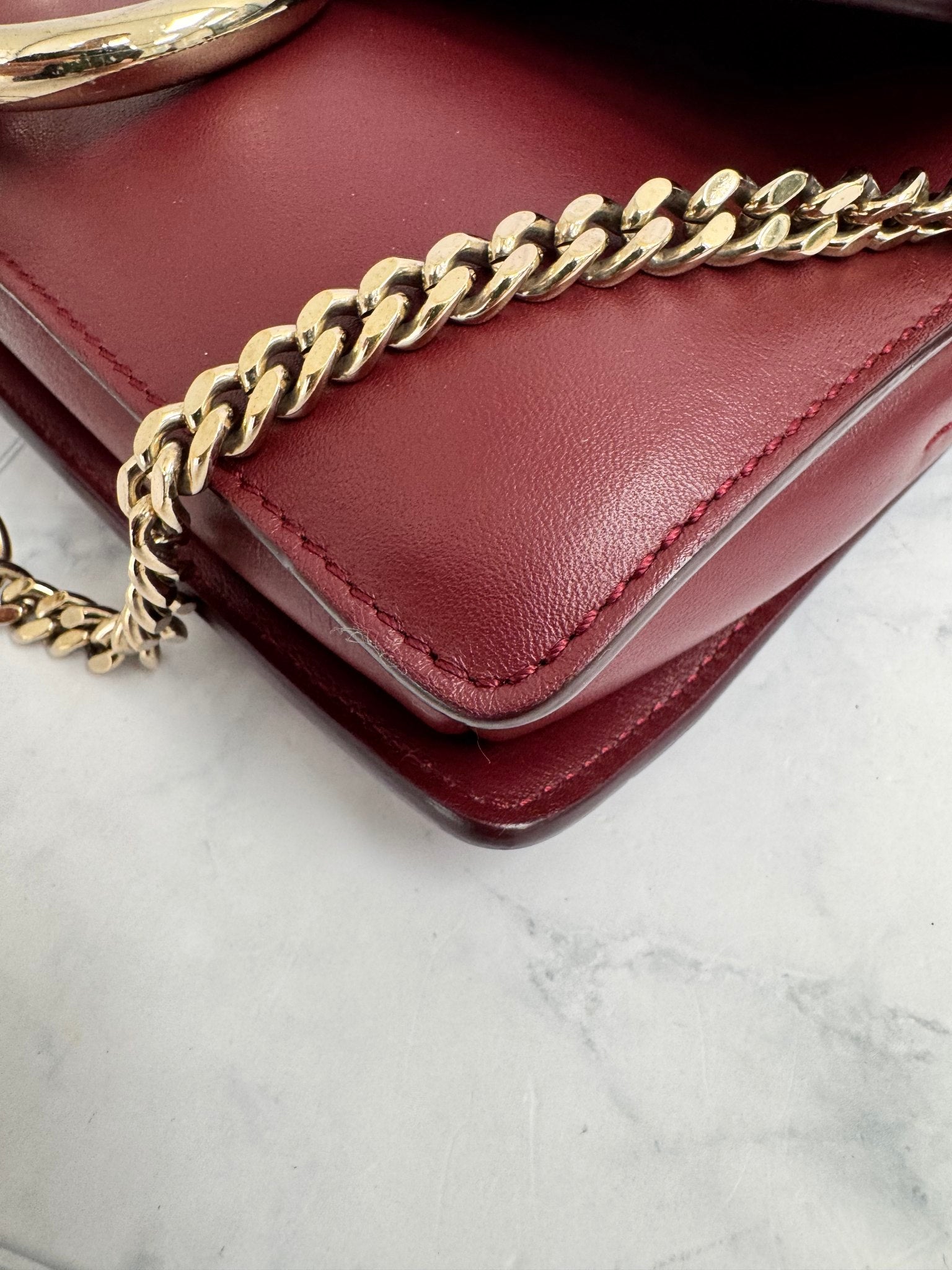 Chloe Red Suede And Leather Small Faye Crossbody Bag