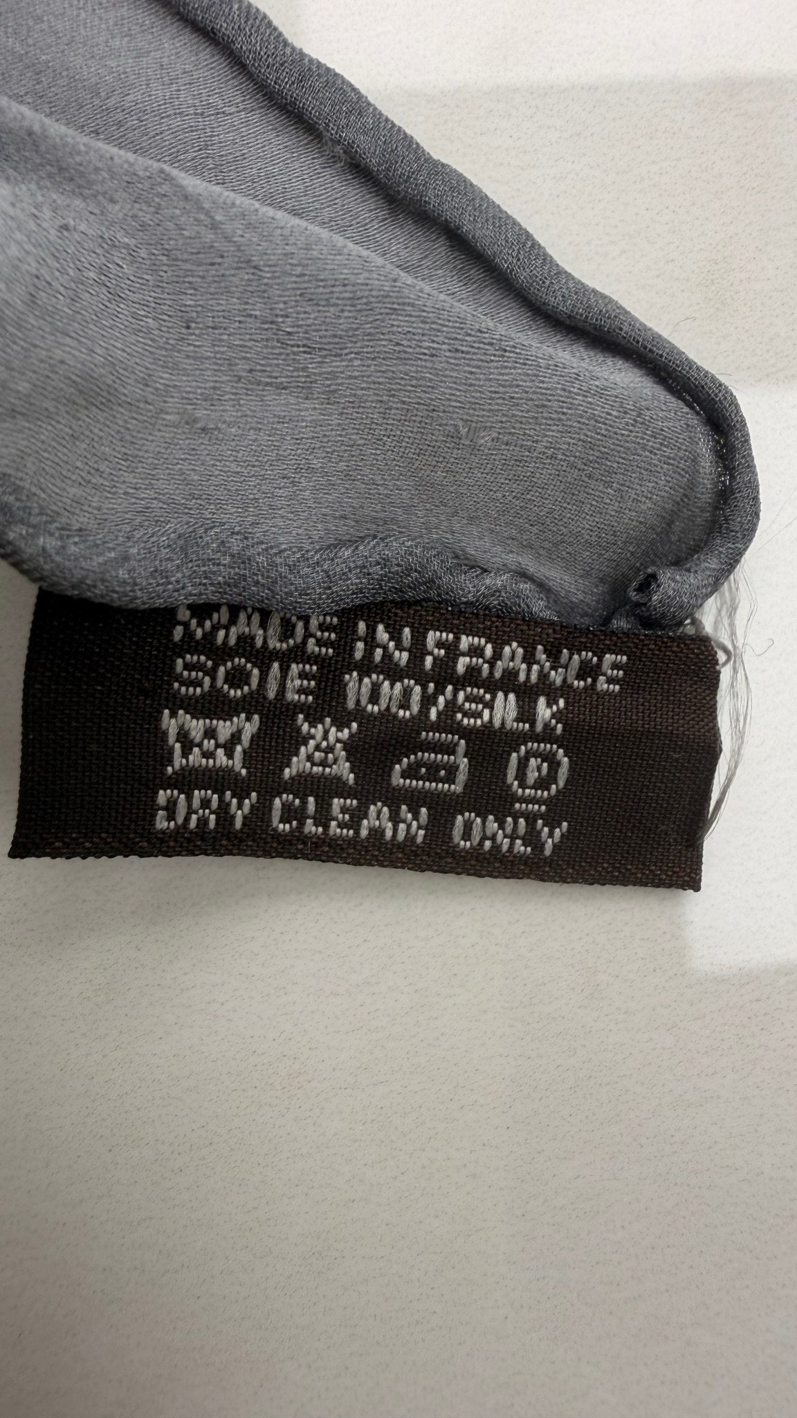 Hermes Grey & Black Silk Clic-Clac Muffler Scarf 