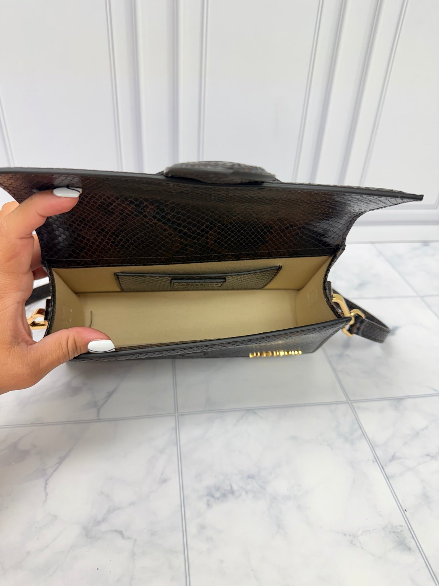 BRAND NEW - Jacquemus Brown Snakeskin Embossed Le Grand Bambino Handbag 2Way Handbag