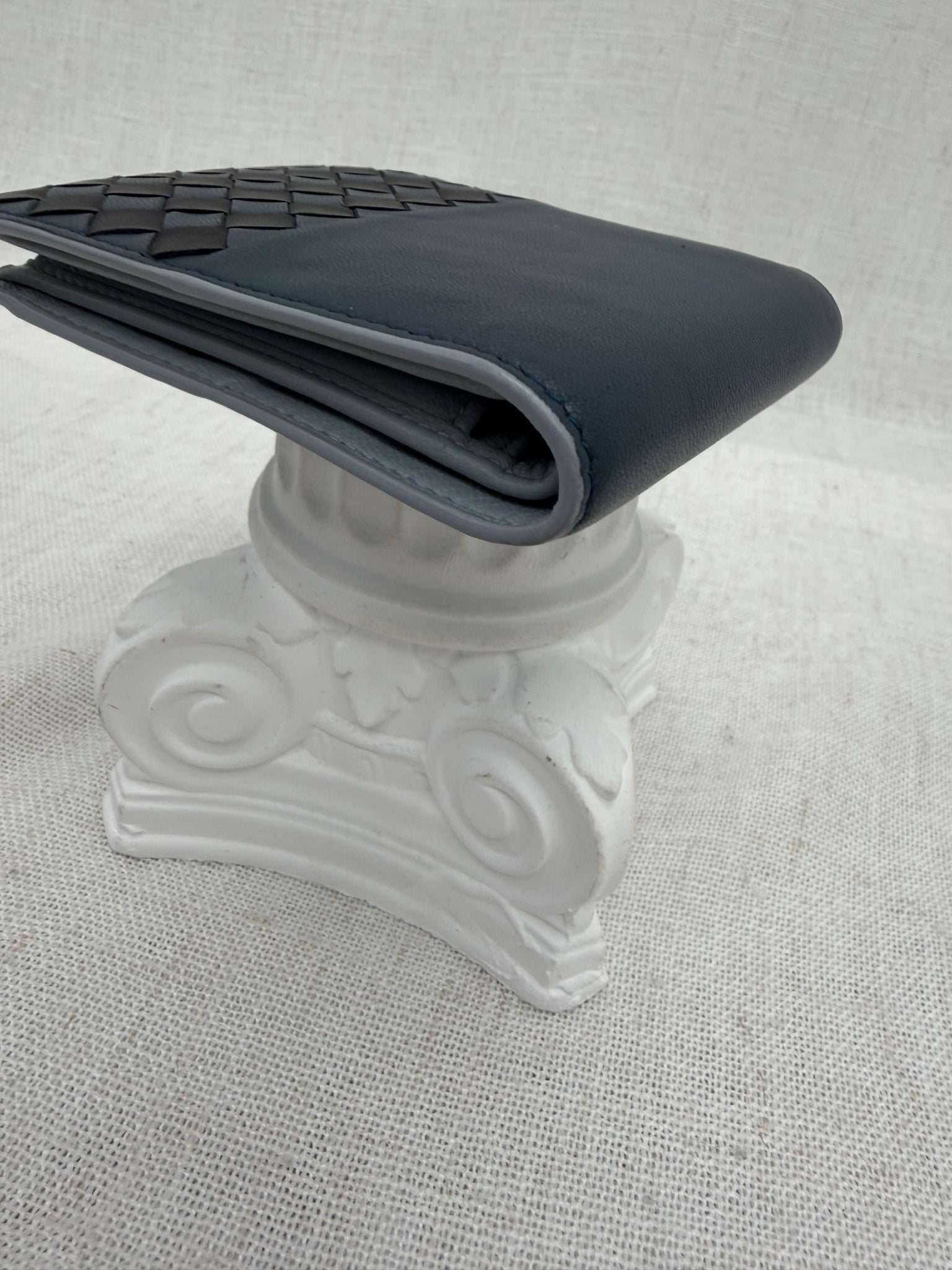 Bottega Veneta Blue & Black Intracciato Leather Bifold