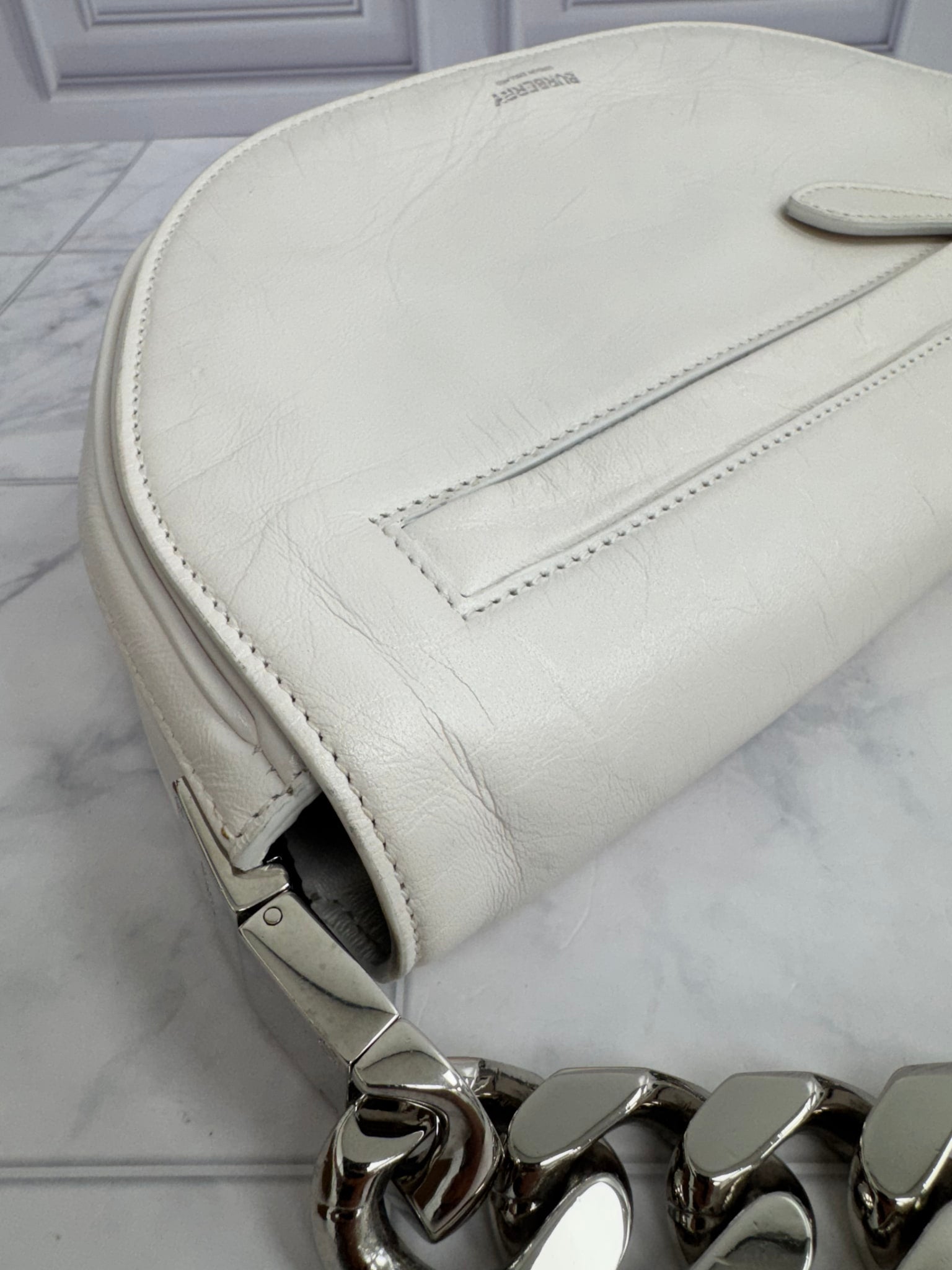 Burberry White Leather Olympia Small Chain Shoulder Bag