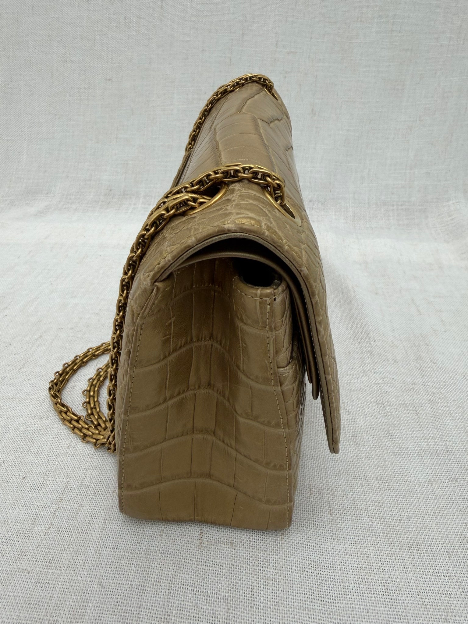 Chanel Metallic Gold Matte Crocodile 2.55 Reissue Double Flap Bag