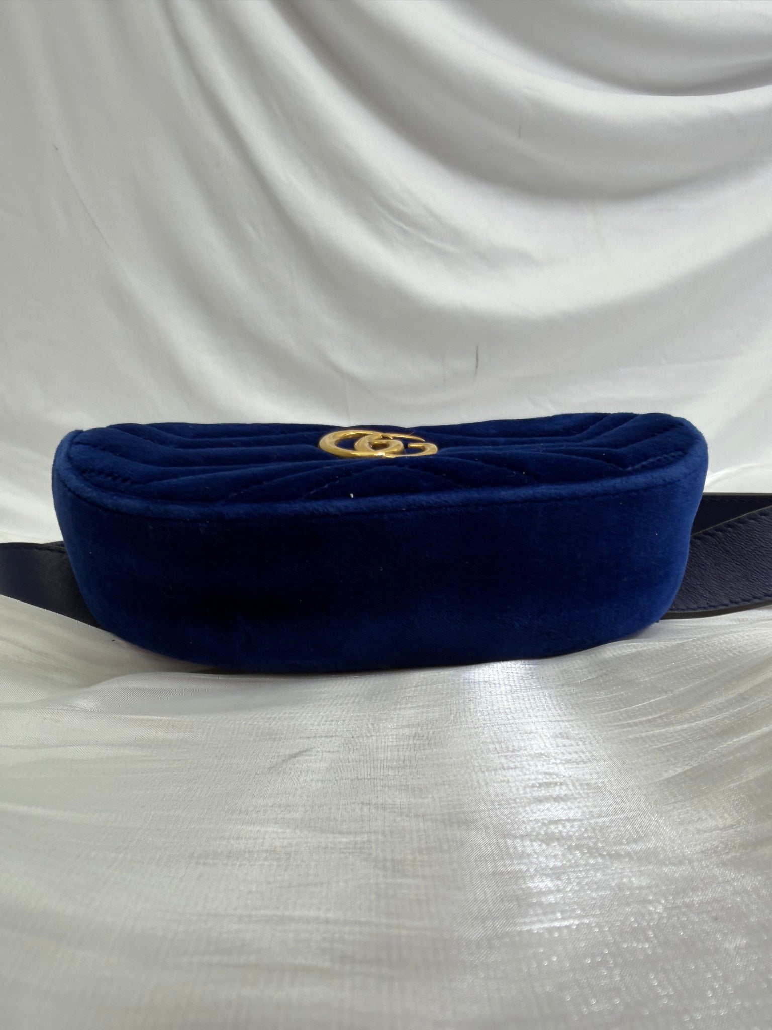 Gucci GG Marmont Blue Velvet Belt Bag