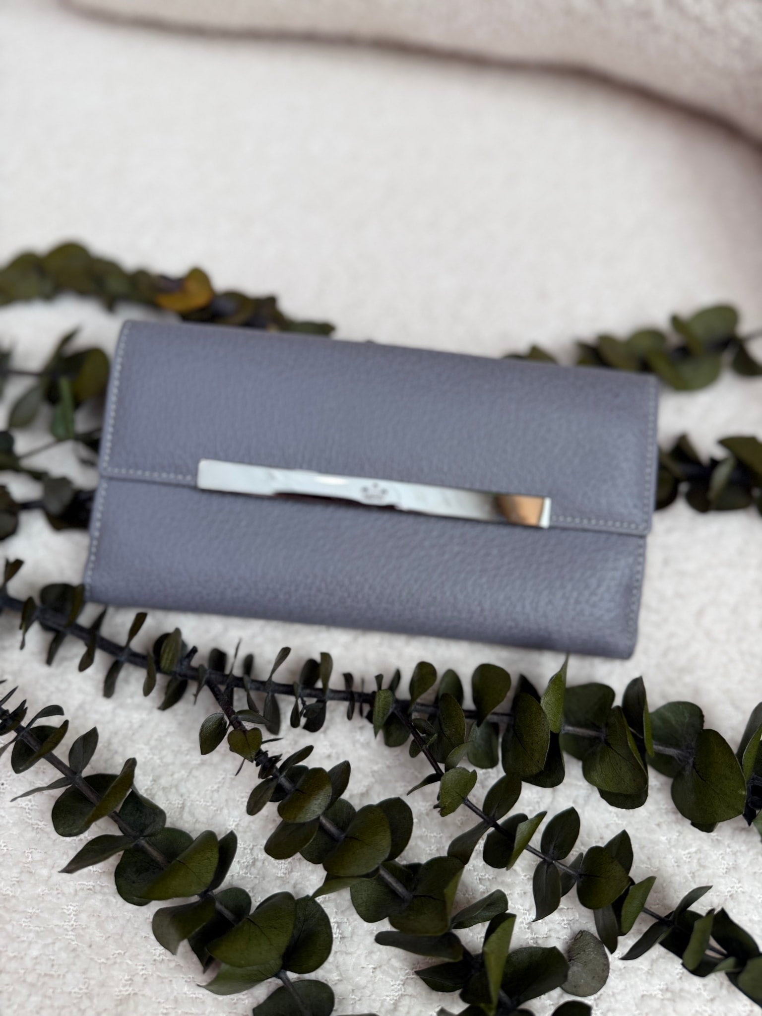 Gucci Lavender Leather Long Snap Wallet