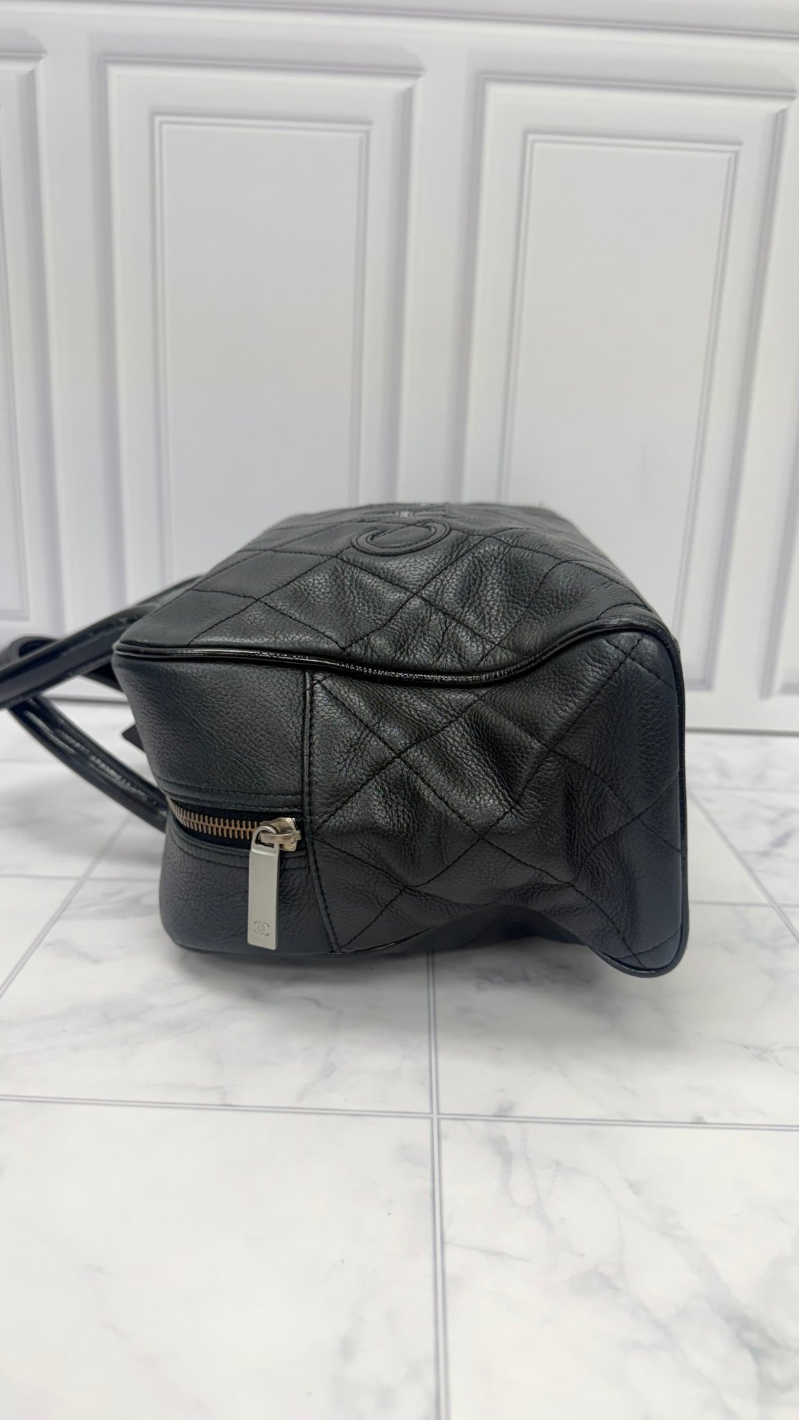 Chanel Black Caviar Leather Bowler Bag 