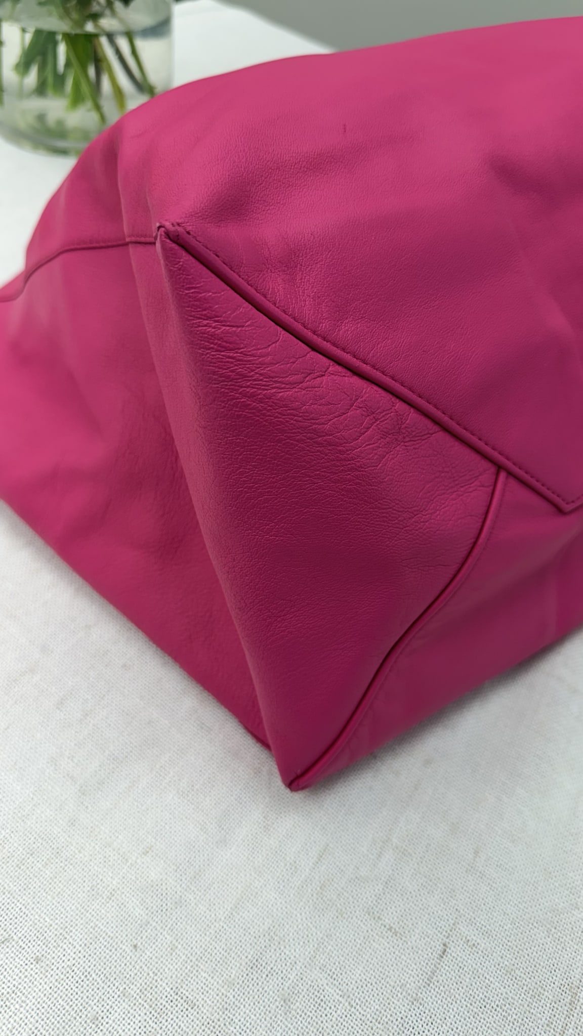 Celine Pink Leather Shopping Cabas Tote
