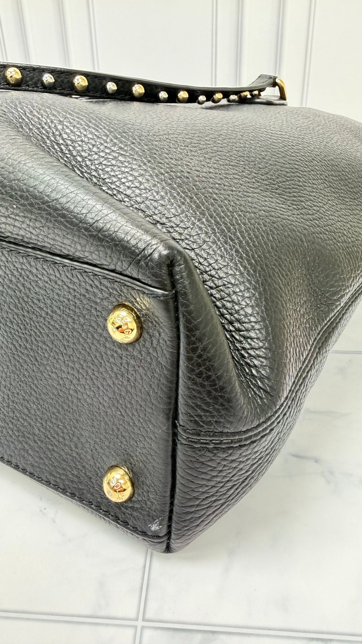 Dolce & Gabbana Black Grained Leather Tote Bag 