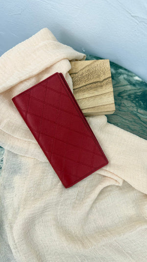 Chanel Red Lambskin Long Wallet
