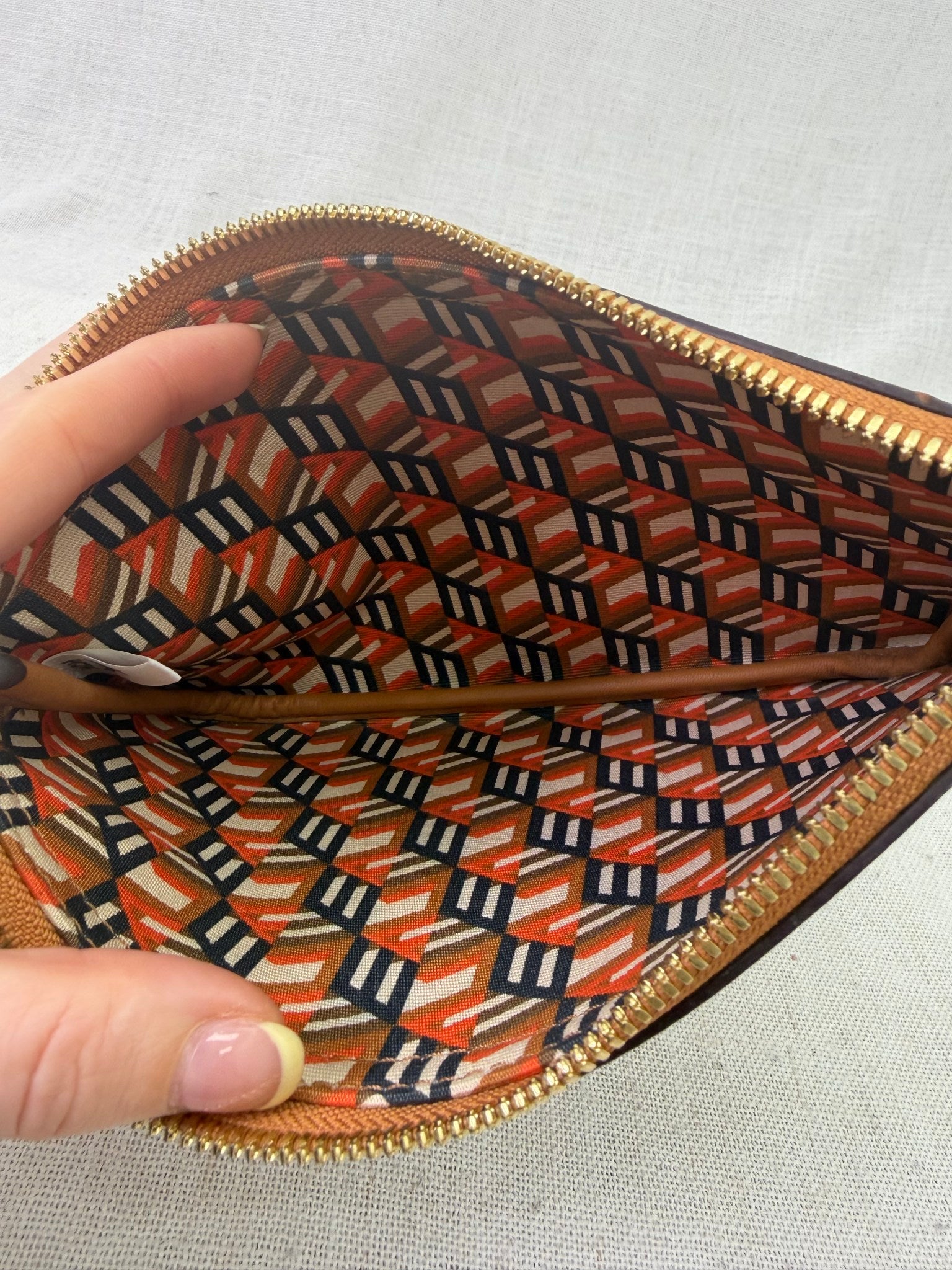 MCM Cognac Coated Canvas Mini Pochette