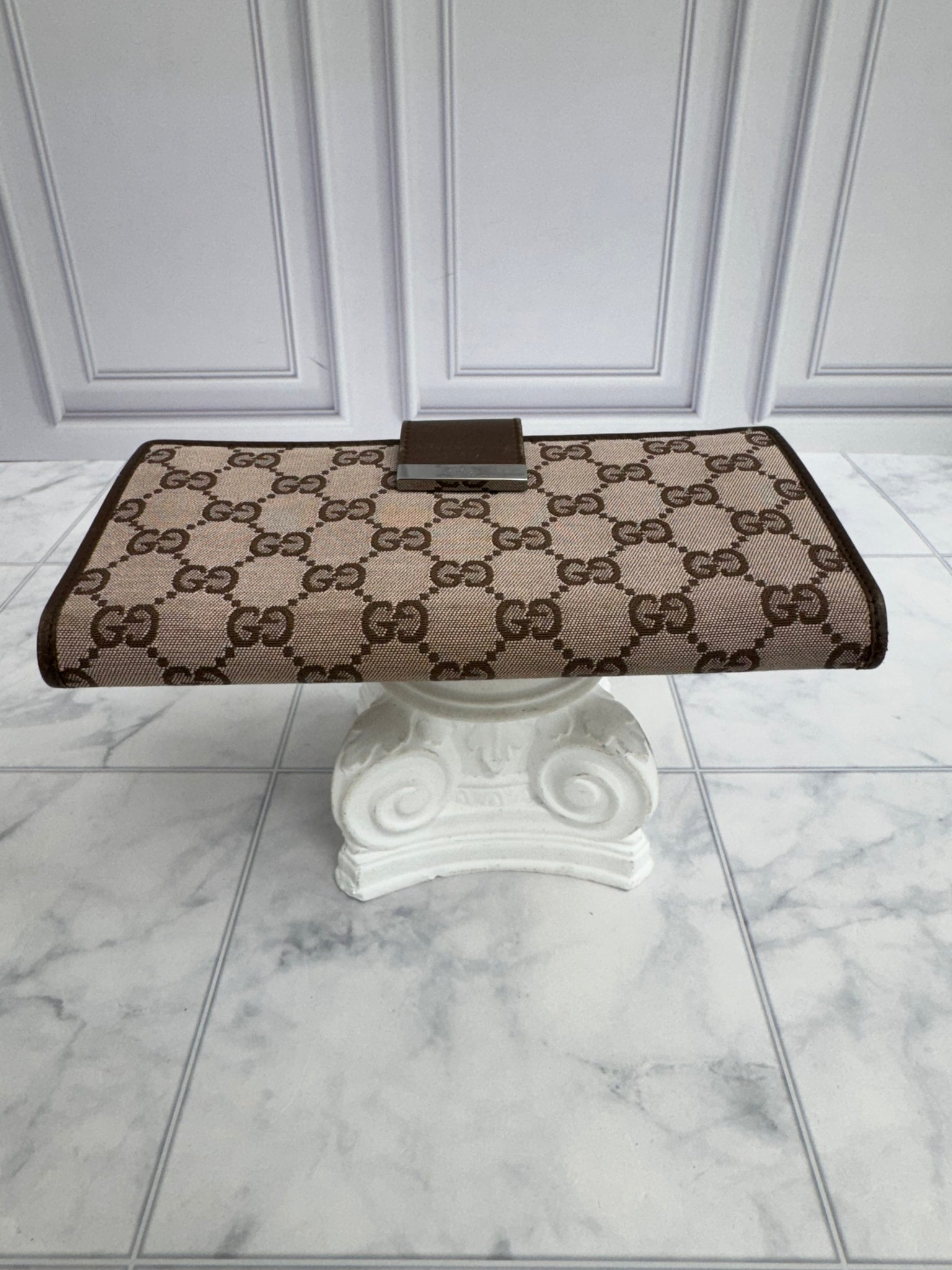 Gucci Brown GG Monogram Canvas Long Wallet