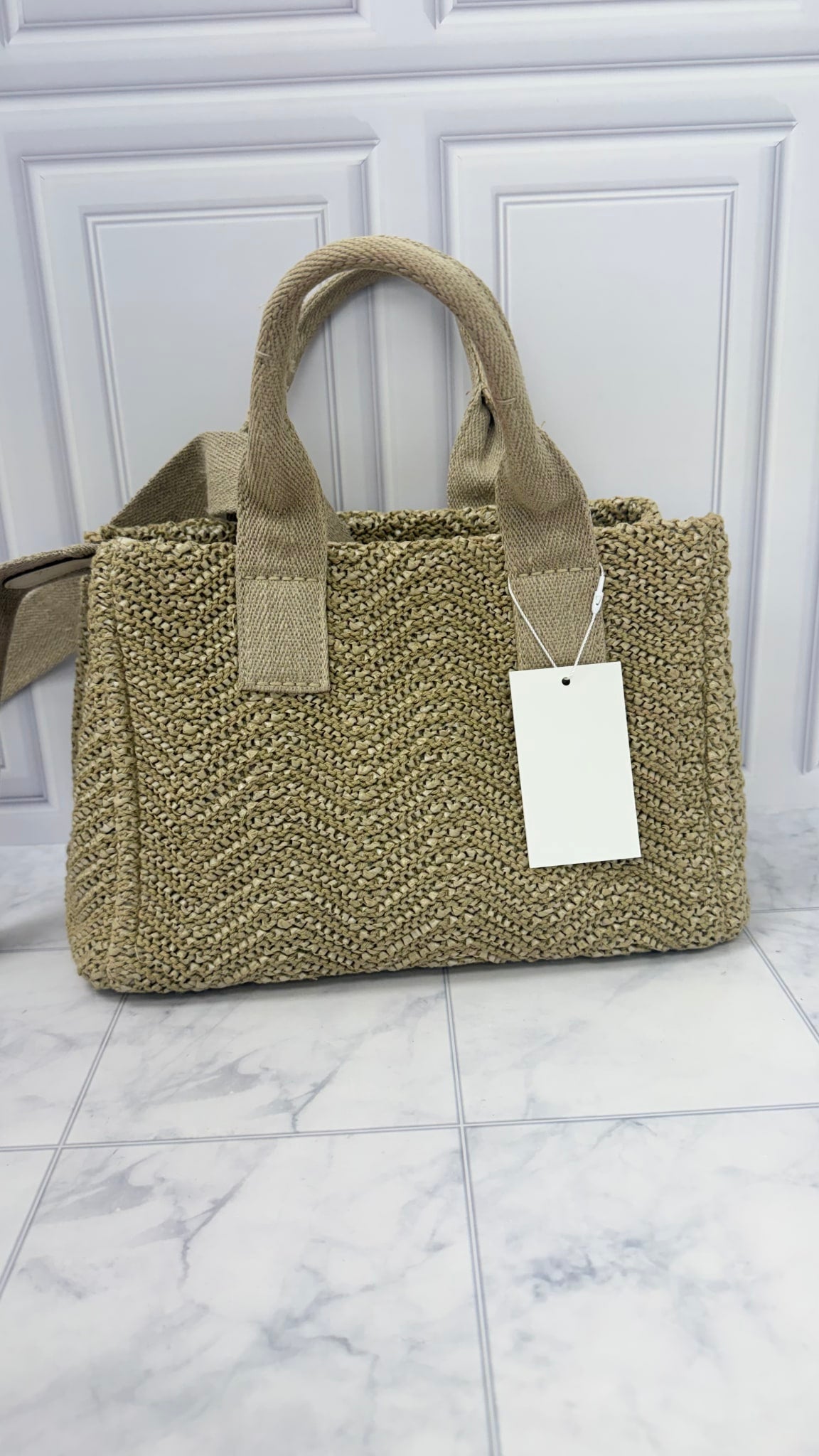 Prada Natural Woven Raffia Tessuto Tricot 2Way Tote Bag 