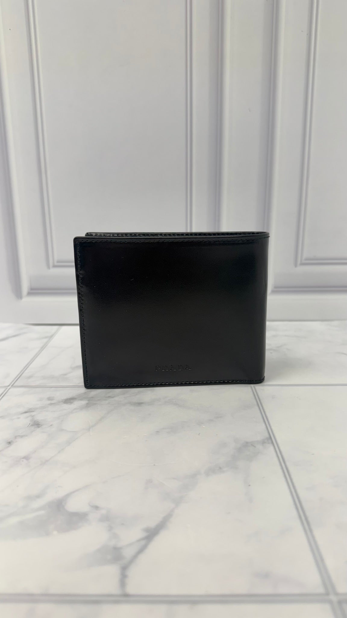 LIKE NEW - Prada Black Leather Bifold Wallet 