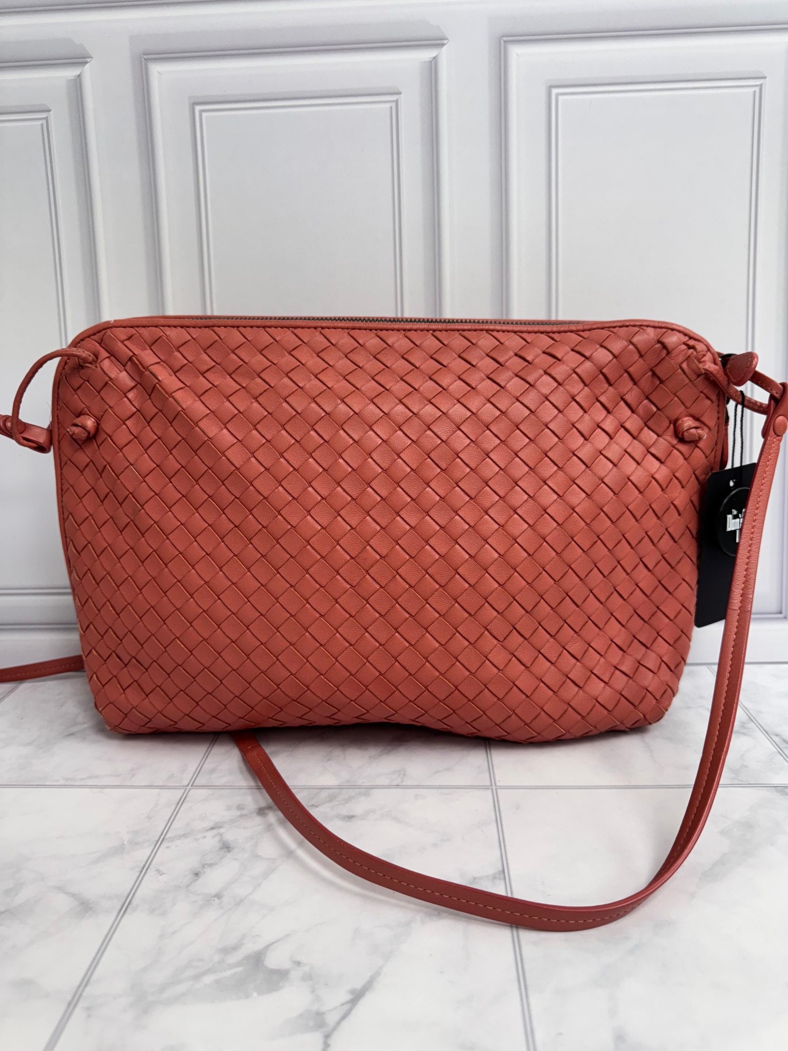 Bottega Veneta Pink Intrecciato Leather Crossbody Bag