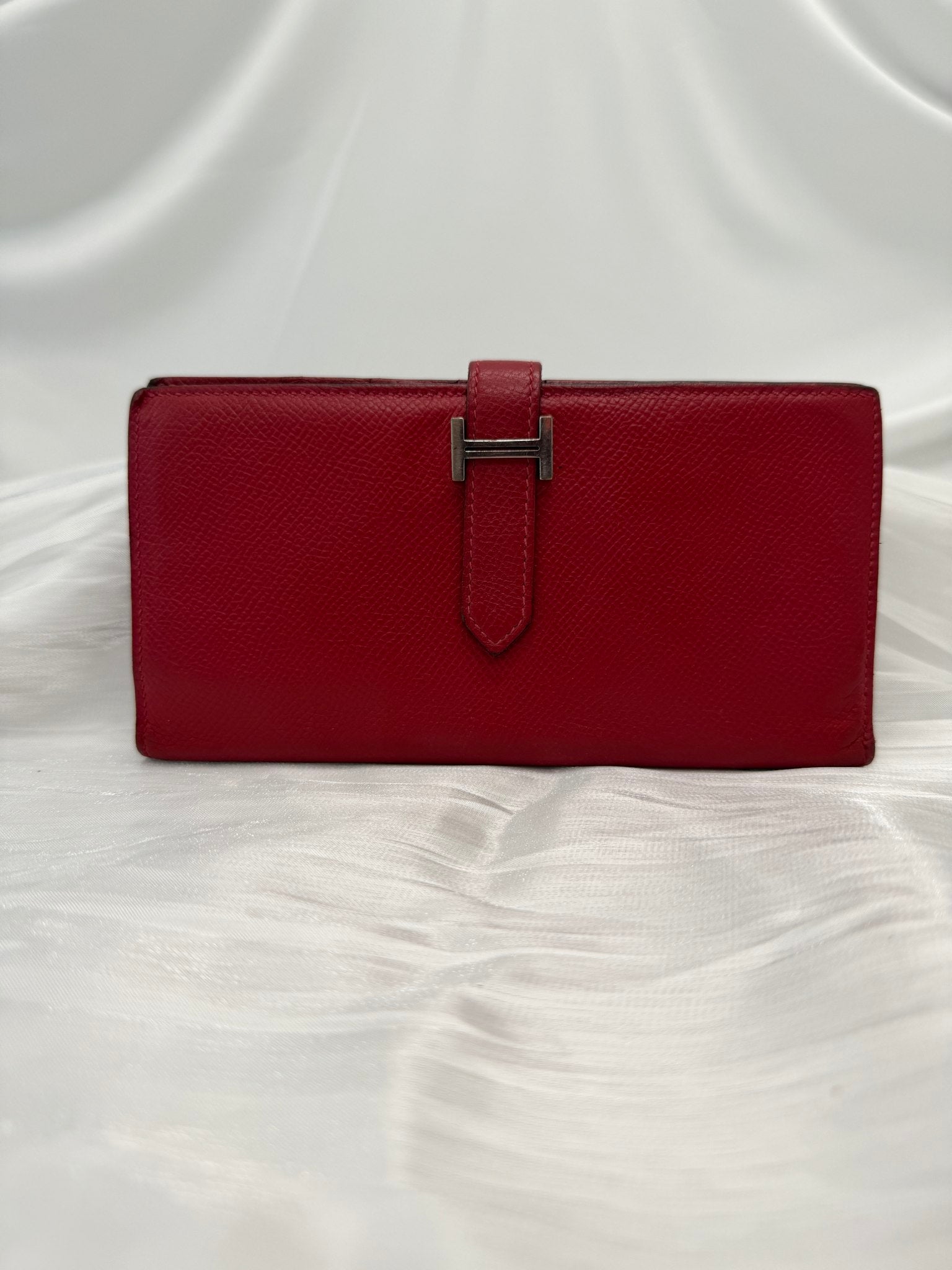 Hermes Red Leather Bearn Wallet