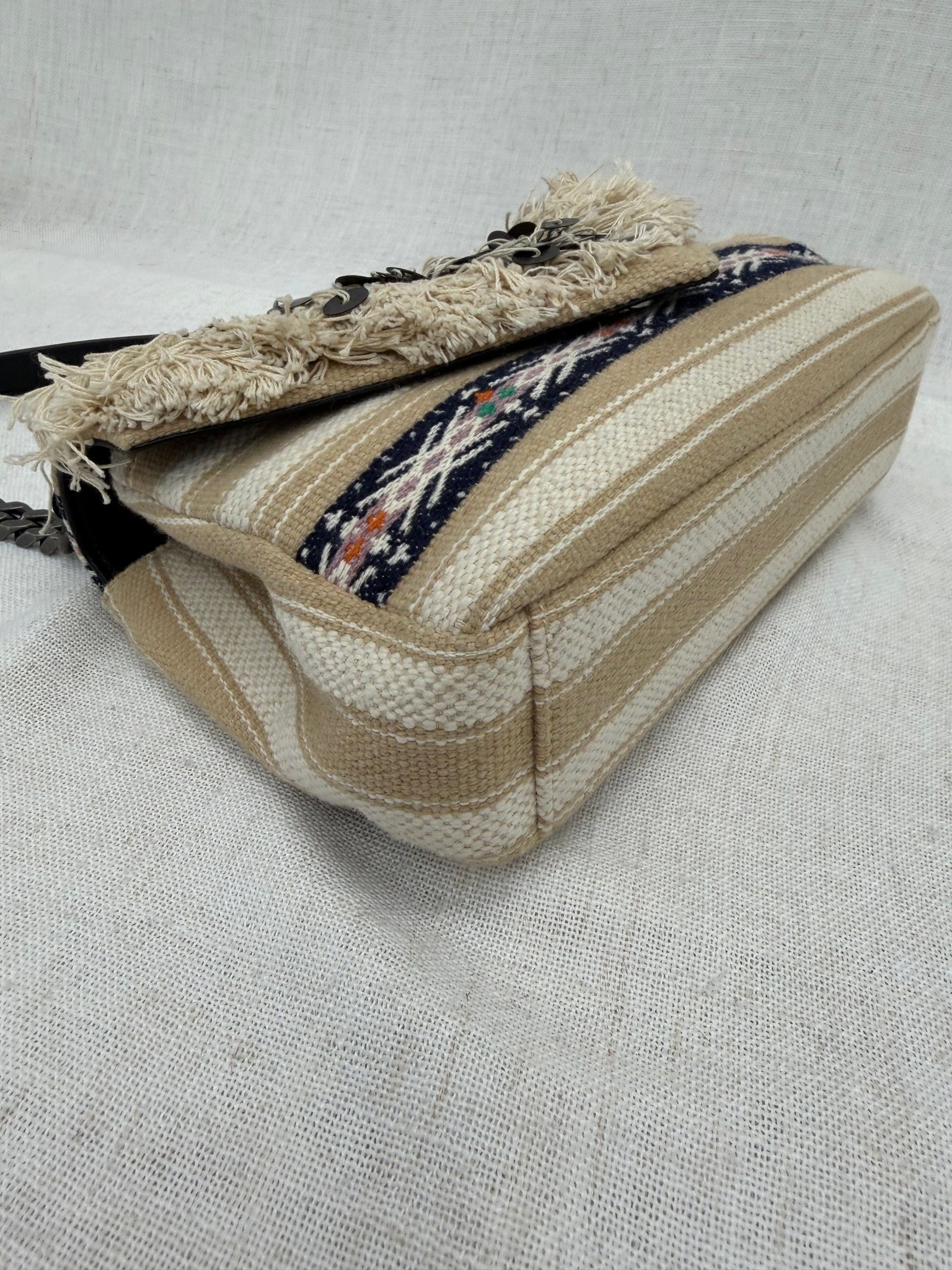 Saint Laurent YSL Limited Edition Beige Berber Canvas College Monogrammed Bag