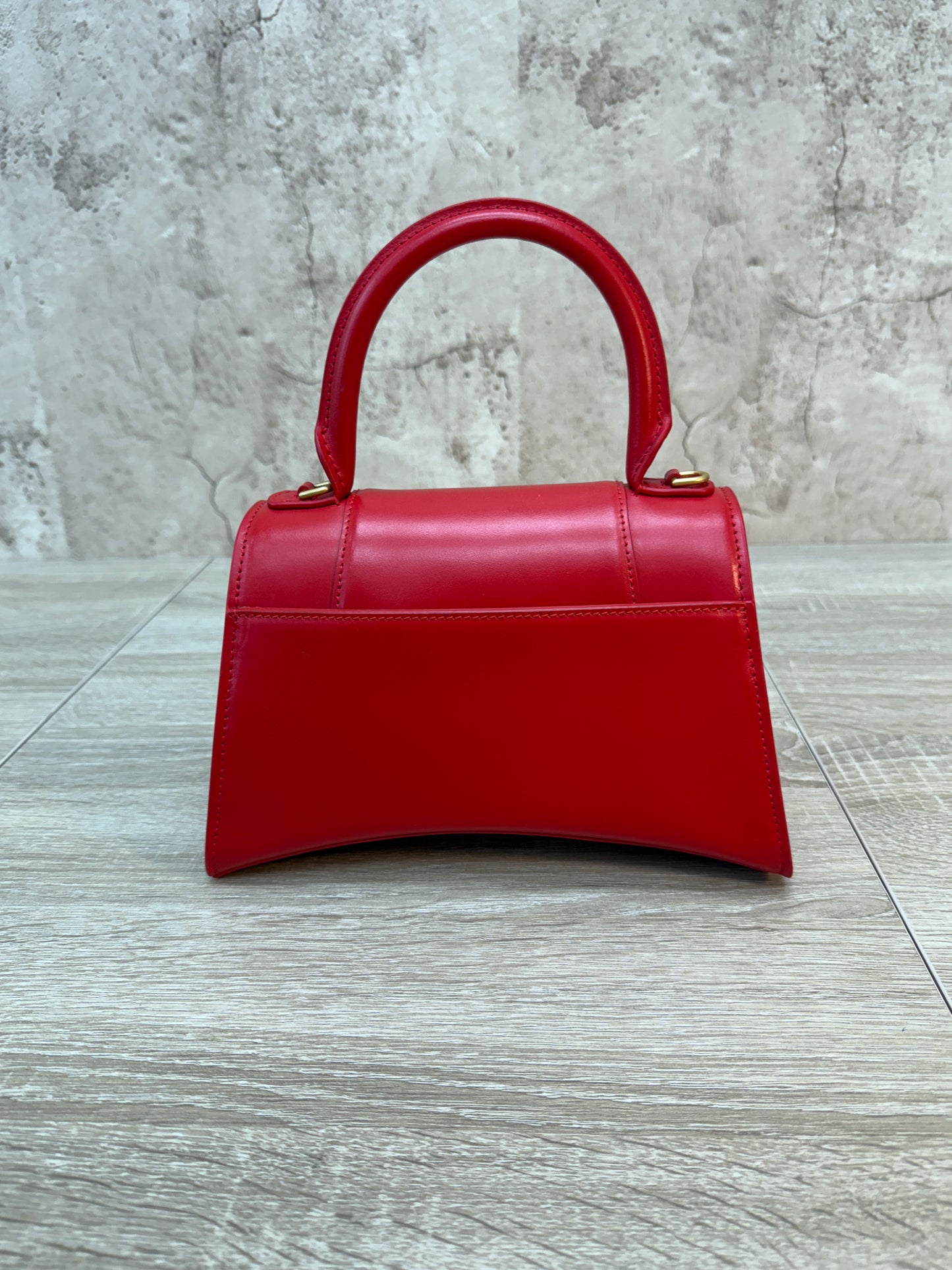 Balenciaga Red Calfskin Small Hourglass Top Handle Bag