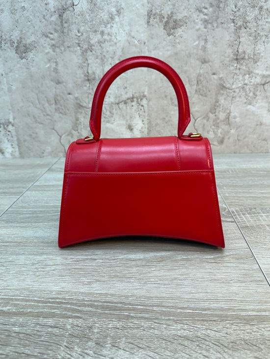Balenciaga Red Calfskin Small Hourglass Top Handle Bag