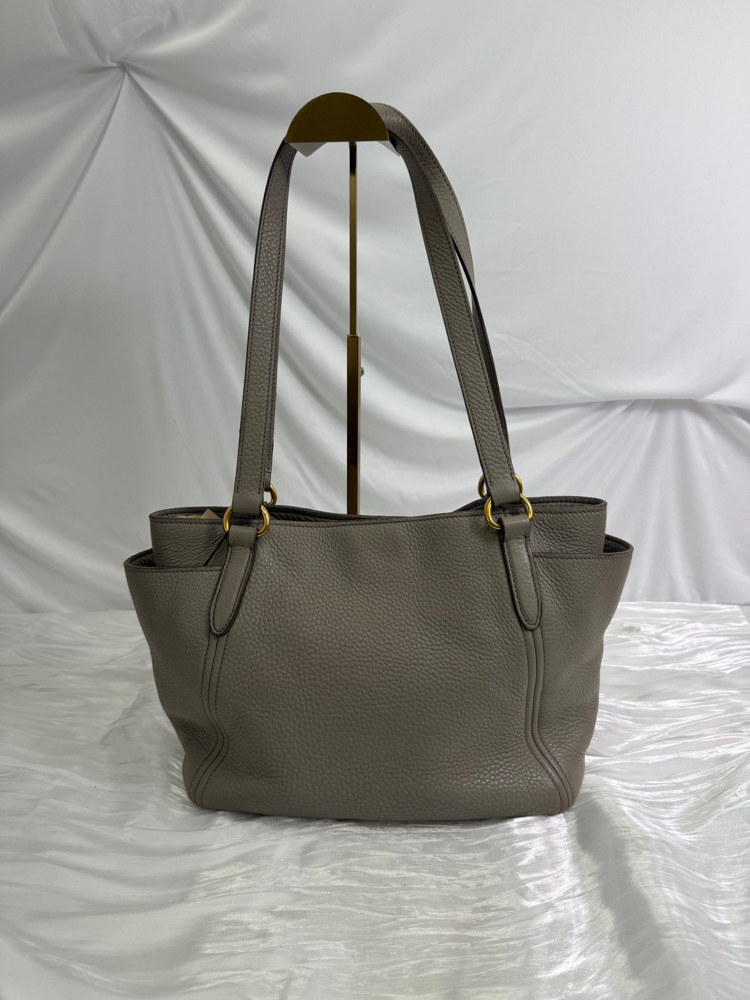 Prada Grey Leather Tote Bag