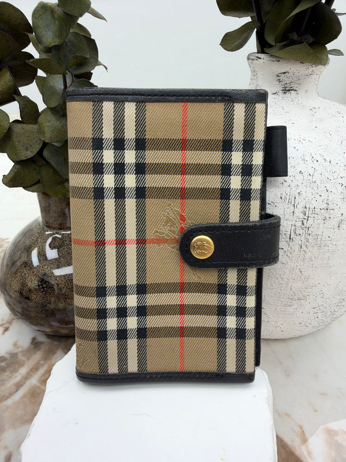 Burberry Check Canvas & Leather Mini Agenda