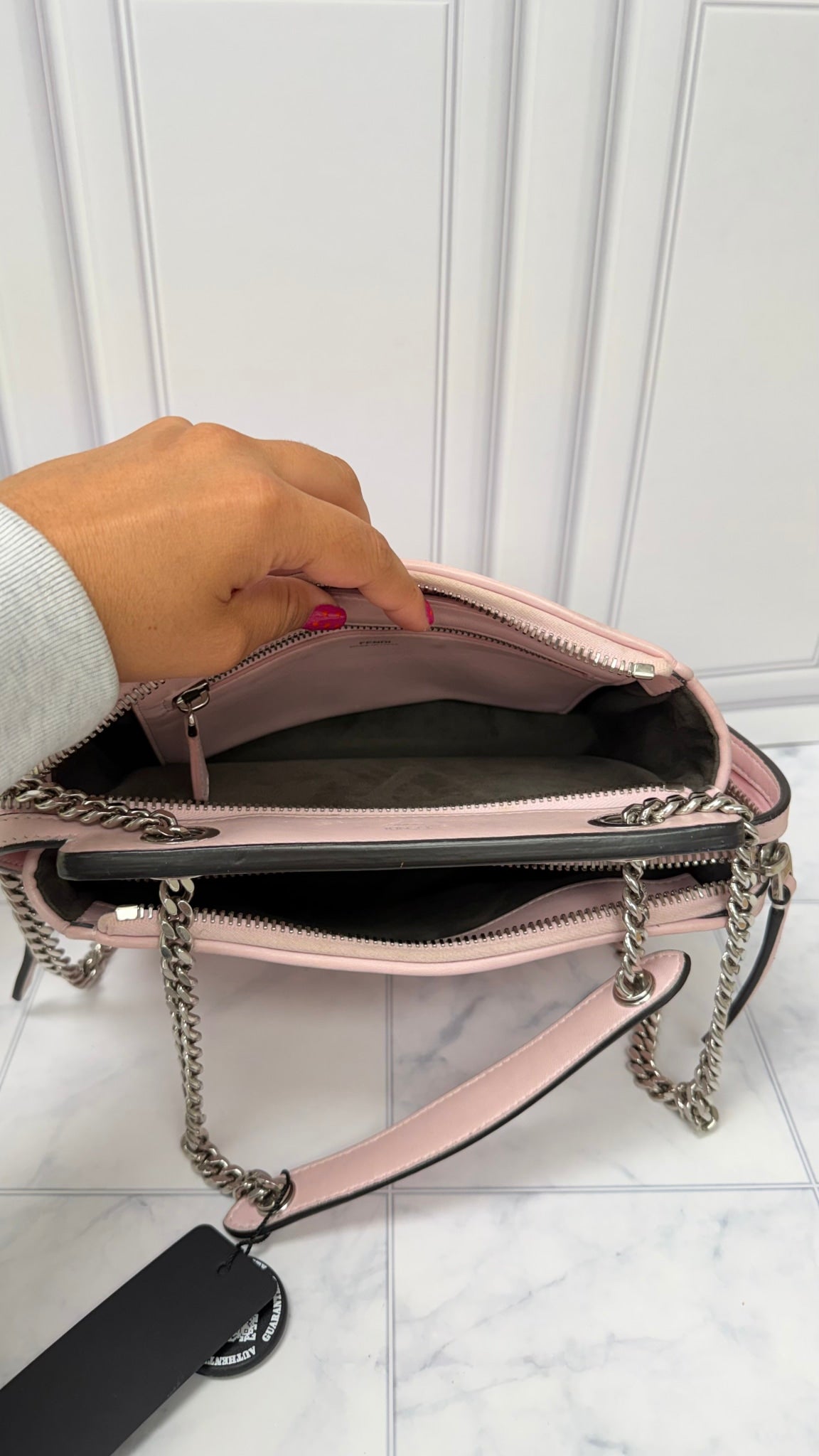 Fendi Pink Quilted Lambskin Leather Dotcom Click Small Shoulder Bag
