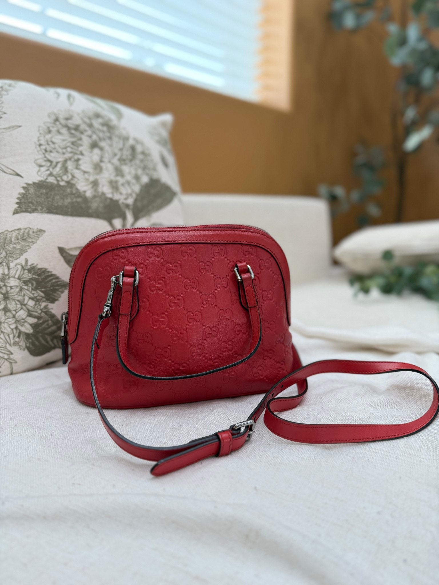 Gucci Red Guccissima Leather Dome Handbag