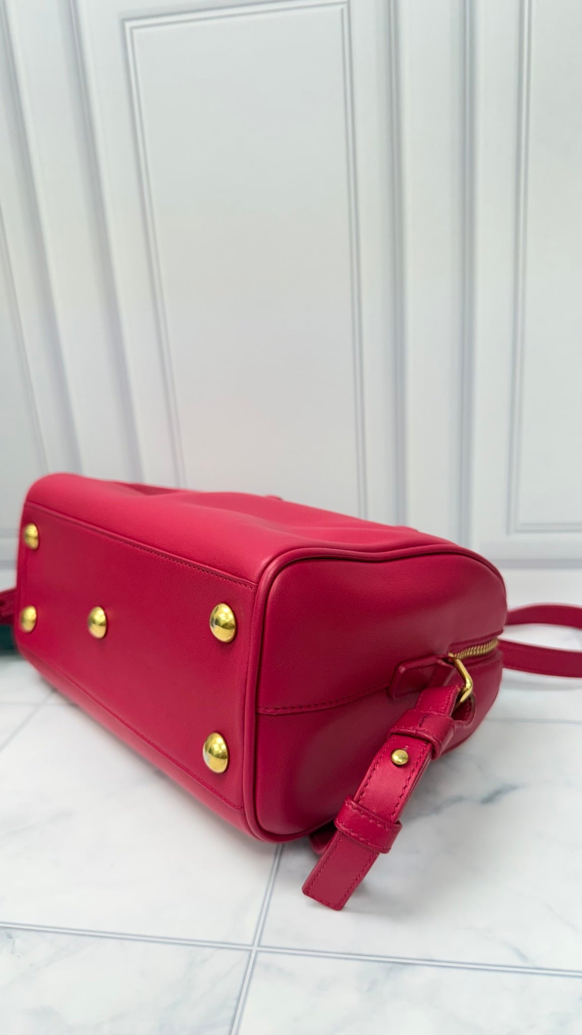 Saint Laurent YSL Pink Leather Baby Classic Duffle Bag