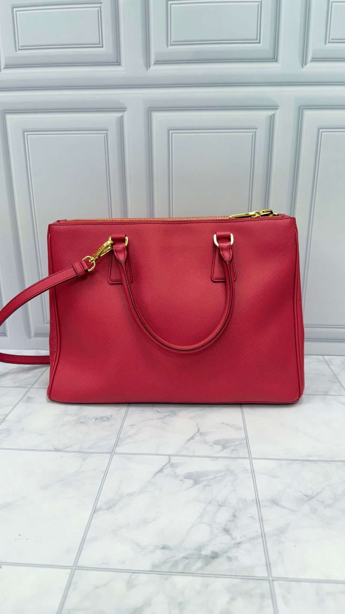 Prada Pink Saffiano Leather Galleria Tote Bag 