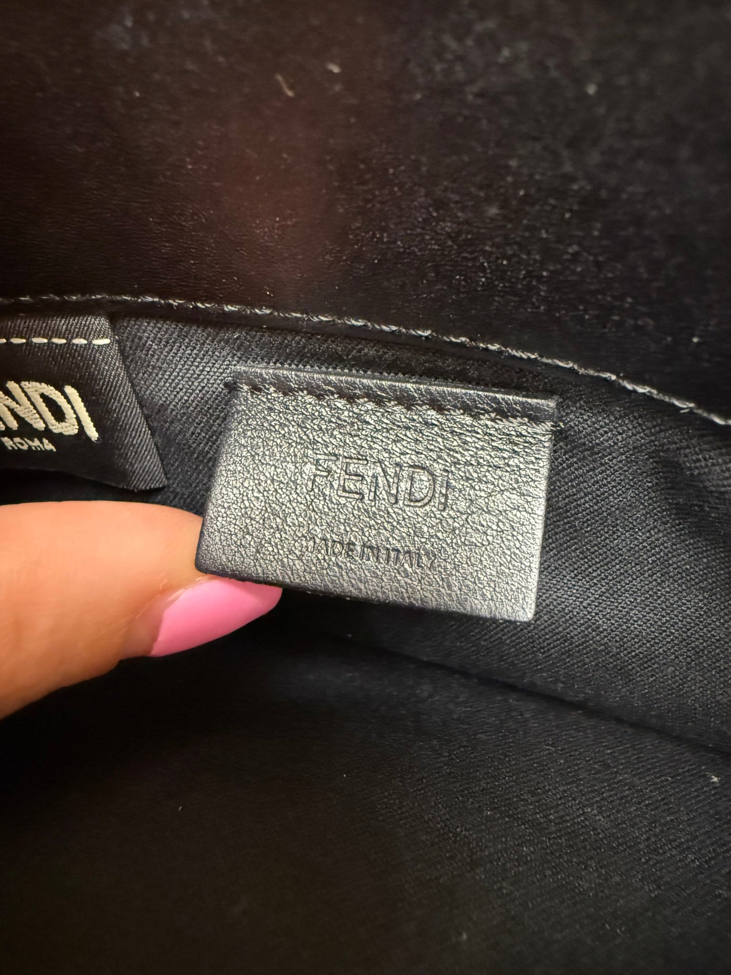 Fendi Black Leather Multicolored Studded Wallet on a Chain 