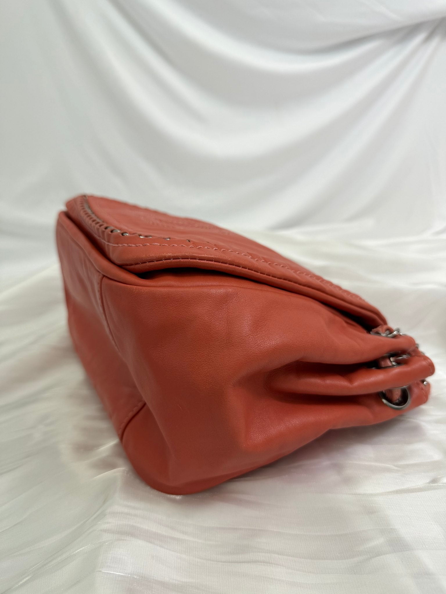 Chanel Coral Calfskin Luxe Ligne Accordion Flap Bag 