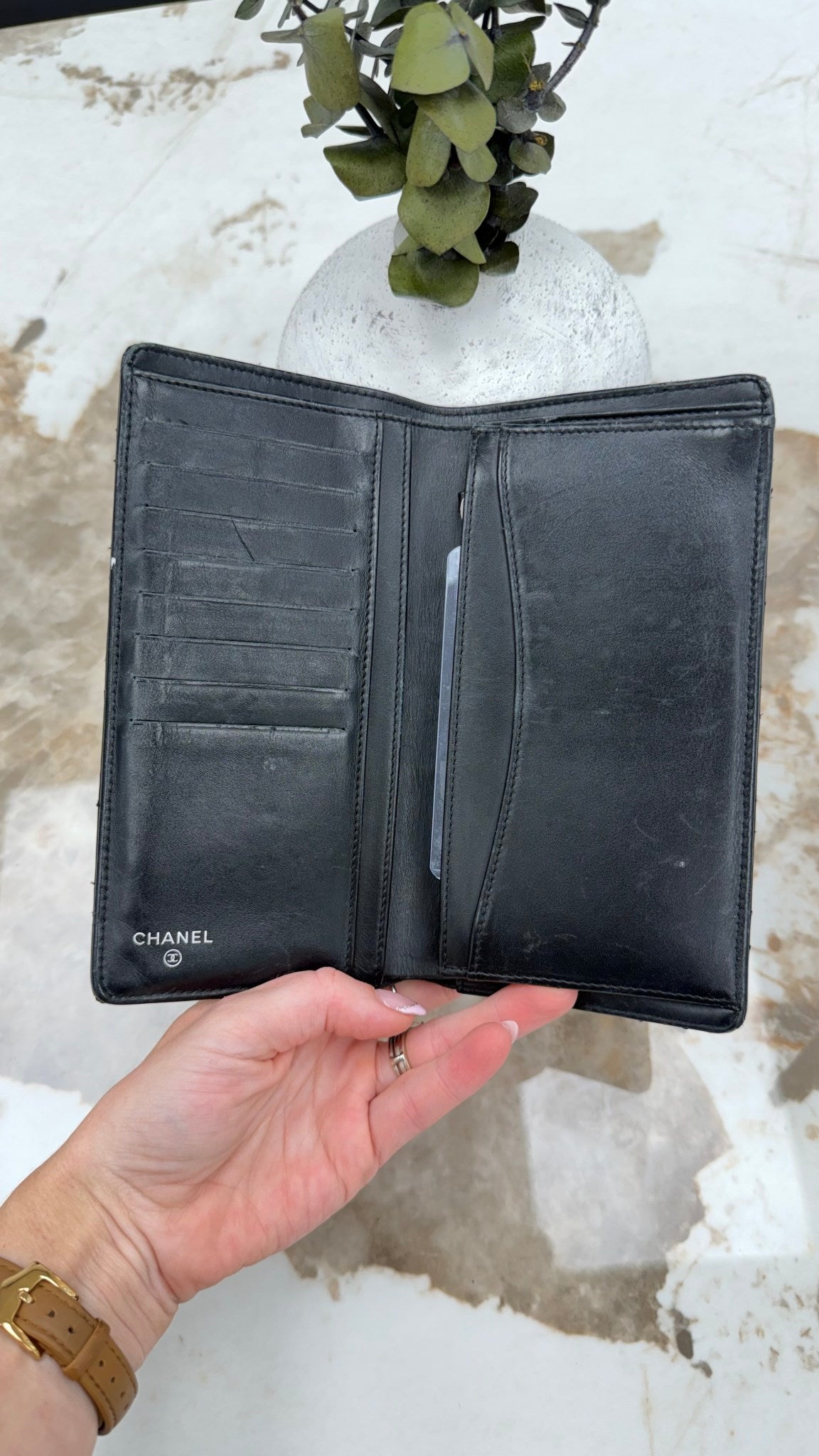 Chanel Black Patent Leather Long Wallet