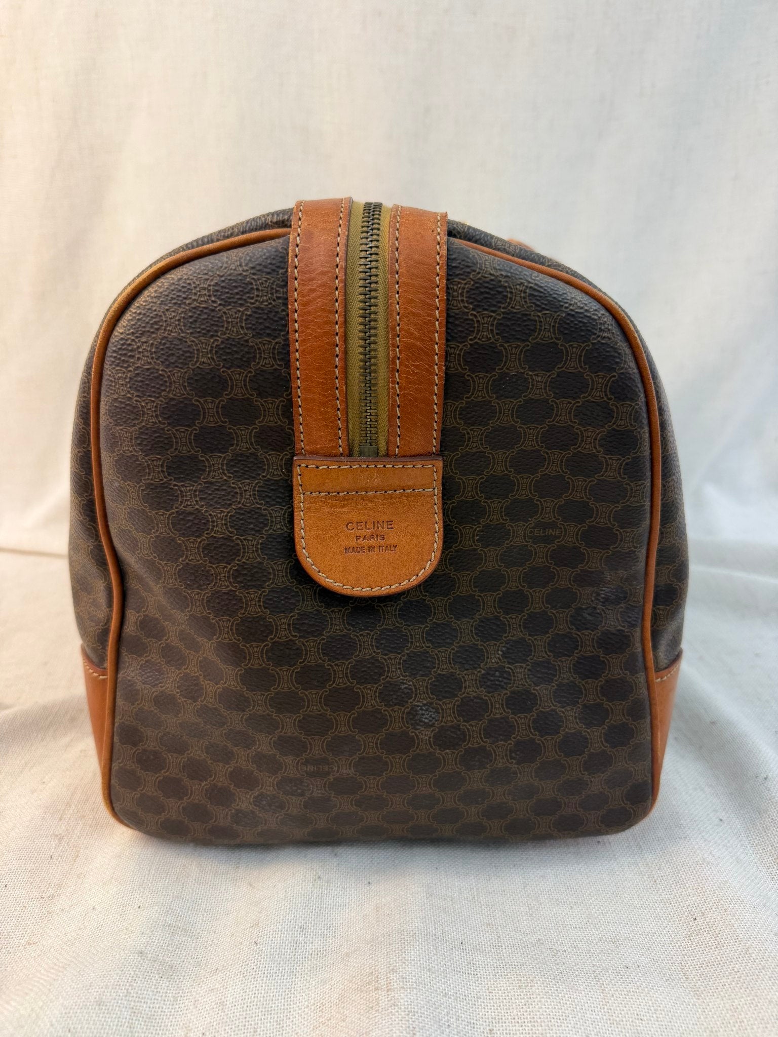 Celine Brown Coated Canvas Macadam Weekend Bag