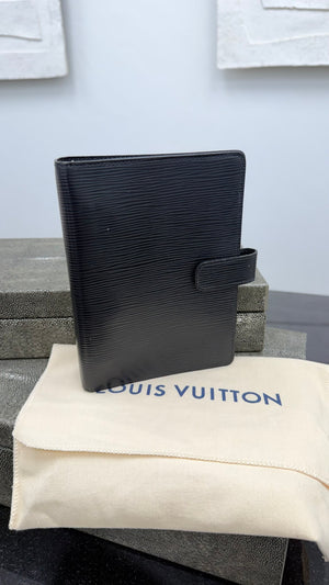 Louis Vuitton Black Epi Leather Notebook Agenda Cover MM