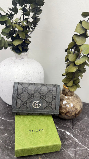 Gucci Grey GG Supreme Coated Canvas Ophidia Card Case